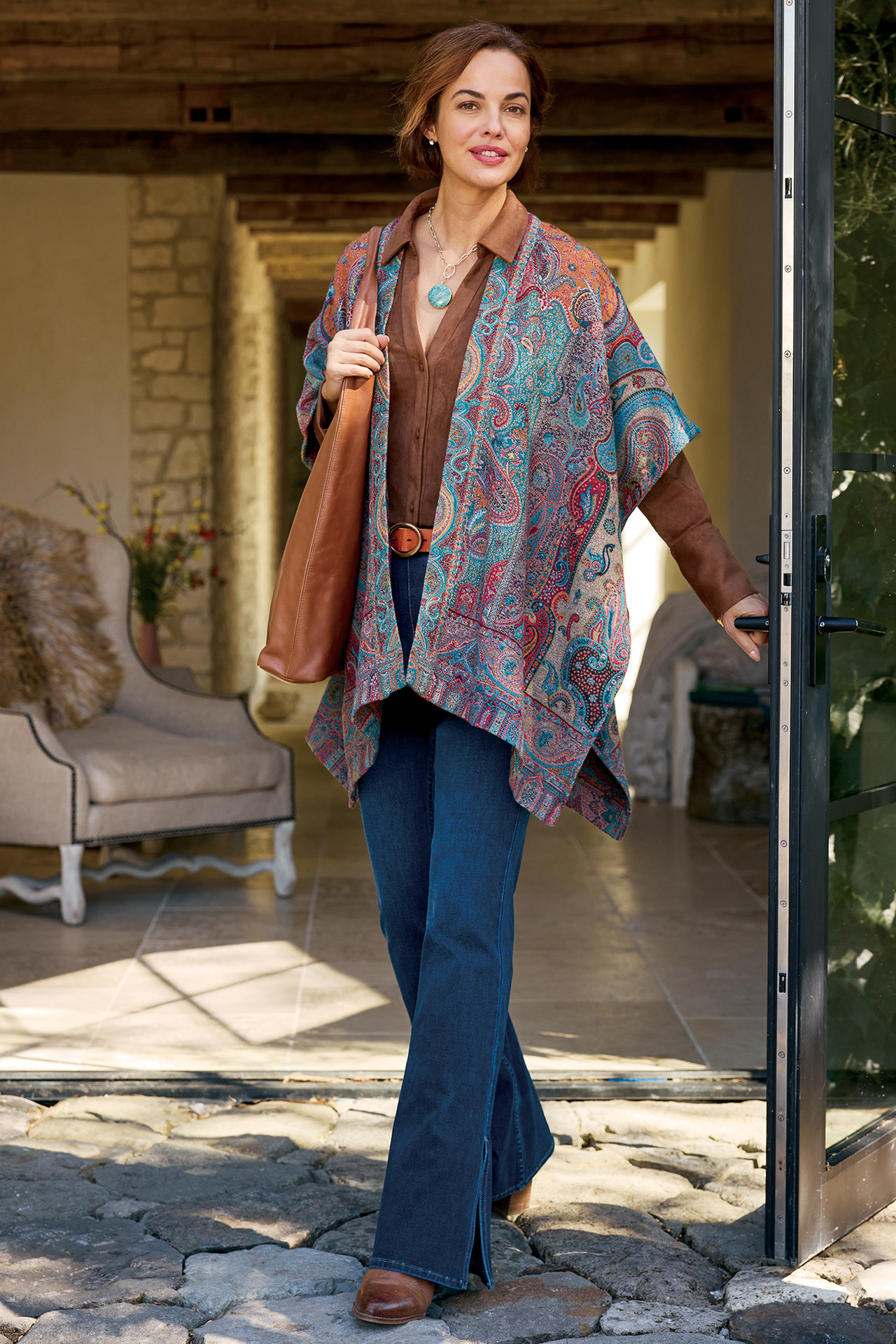 Rhea Woven Kimono Wrap - Soft Surroundings Outlet