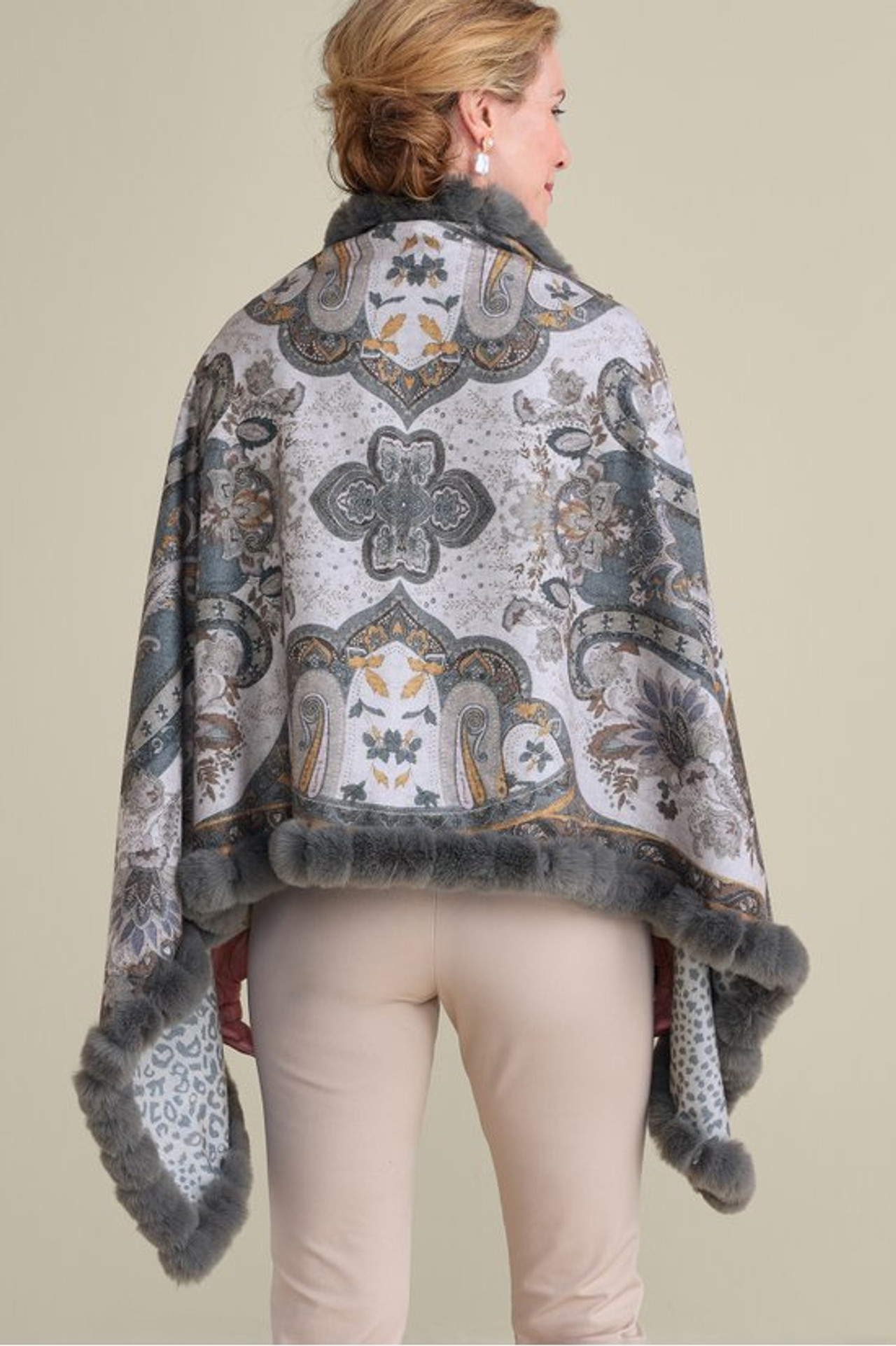 Katya Faux Fur Trim Wrap Scarf - Soft Surroundings Outlet