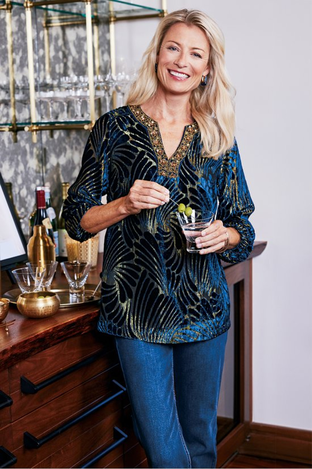 Adrienne Embroidered Velvet Tunic - Soft Surroundings Outlet