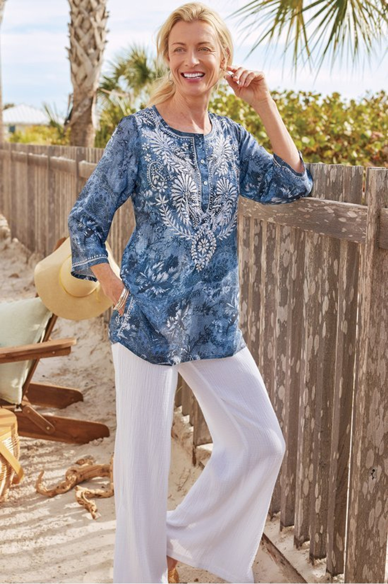 Silvia Embroidered Tunic - Soft Surroundings Outlet