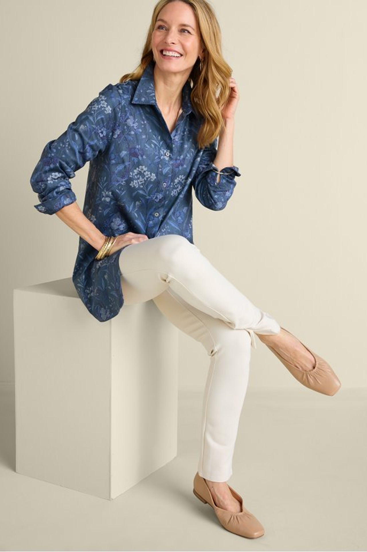 Stretch Faux Suede Boyfriend Tunic Shirt - Soft Surroundings Outlet