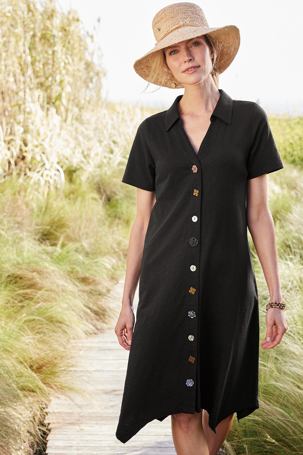 Danielle Button Dress - Soft Surroundings Outlet