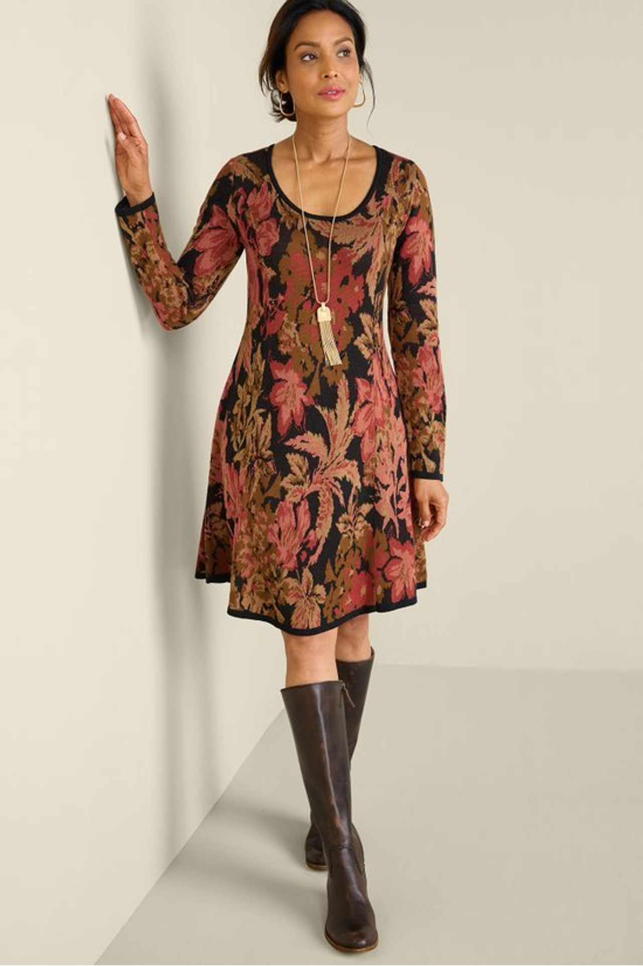 Nelia Jacquard Sweater Dress - Soft Surroundings Outlet