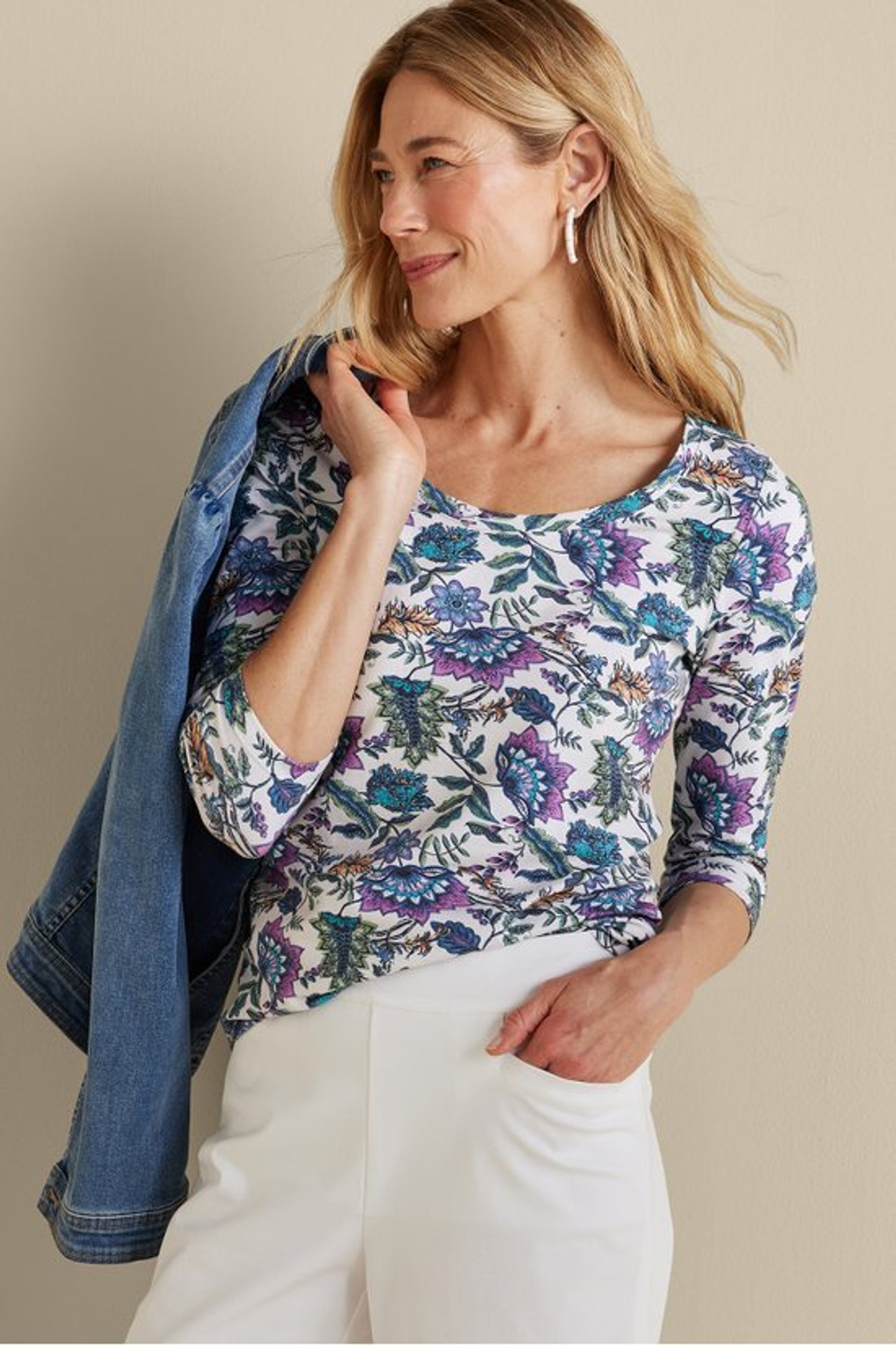 SoftEssential™ Supima® 3/4 Sleeve Tee - Soft Surroundings Outlet