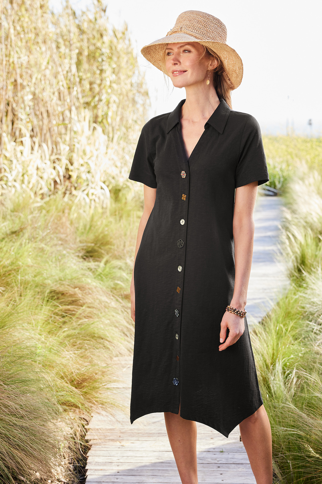 Danielle Button Dress - Soft Surroundings Outlet