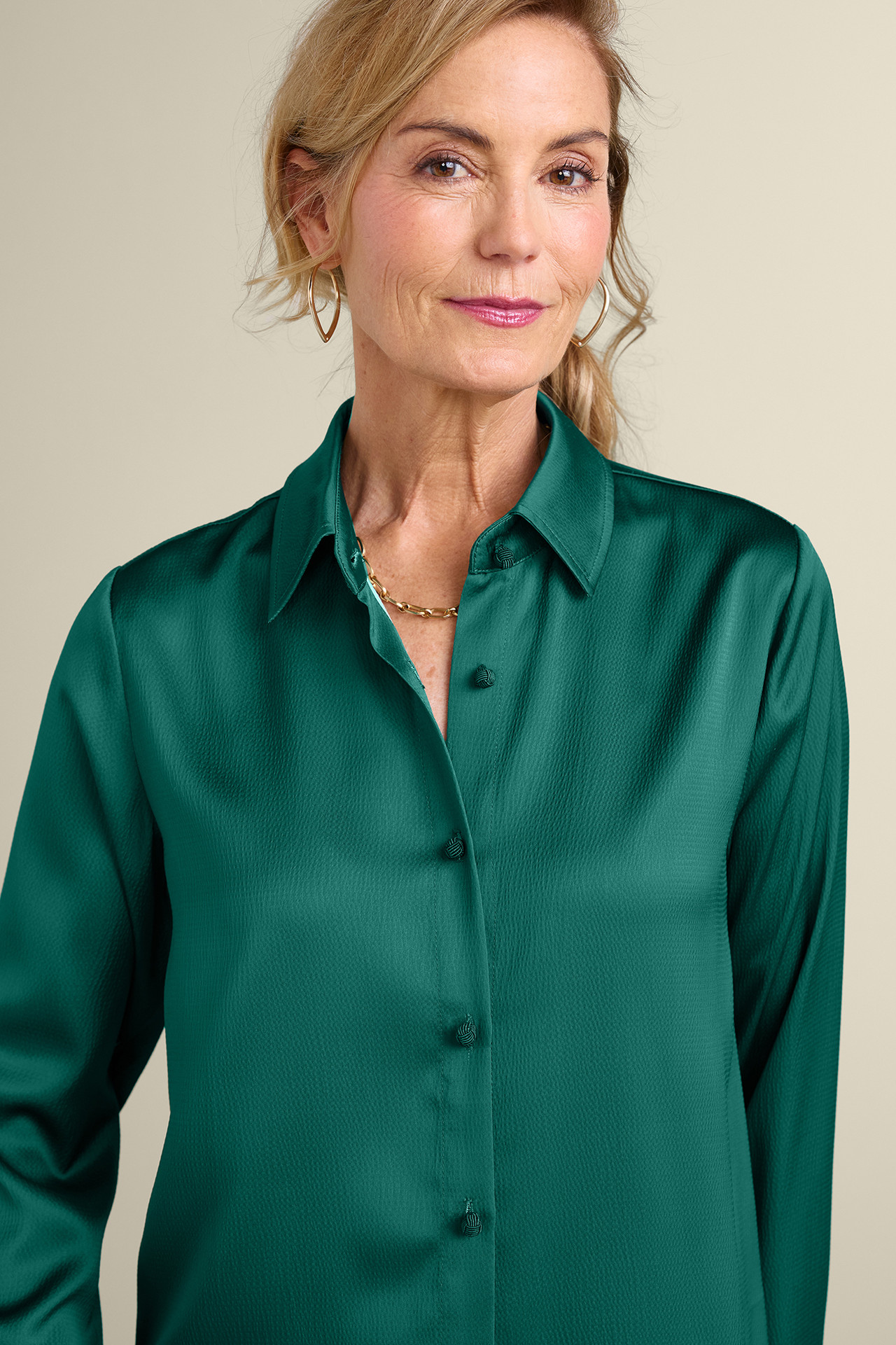 Satin Boyfriend Shirt - Soft Surroundings Outlet