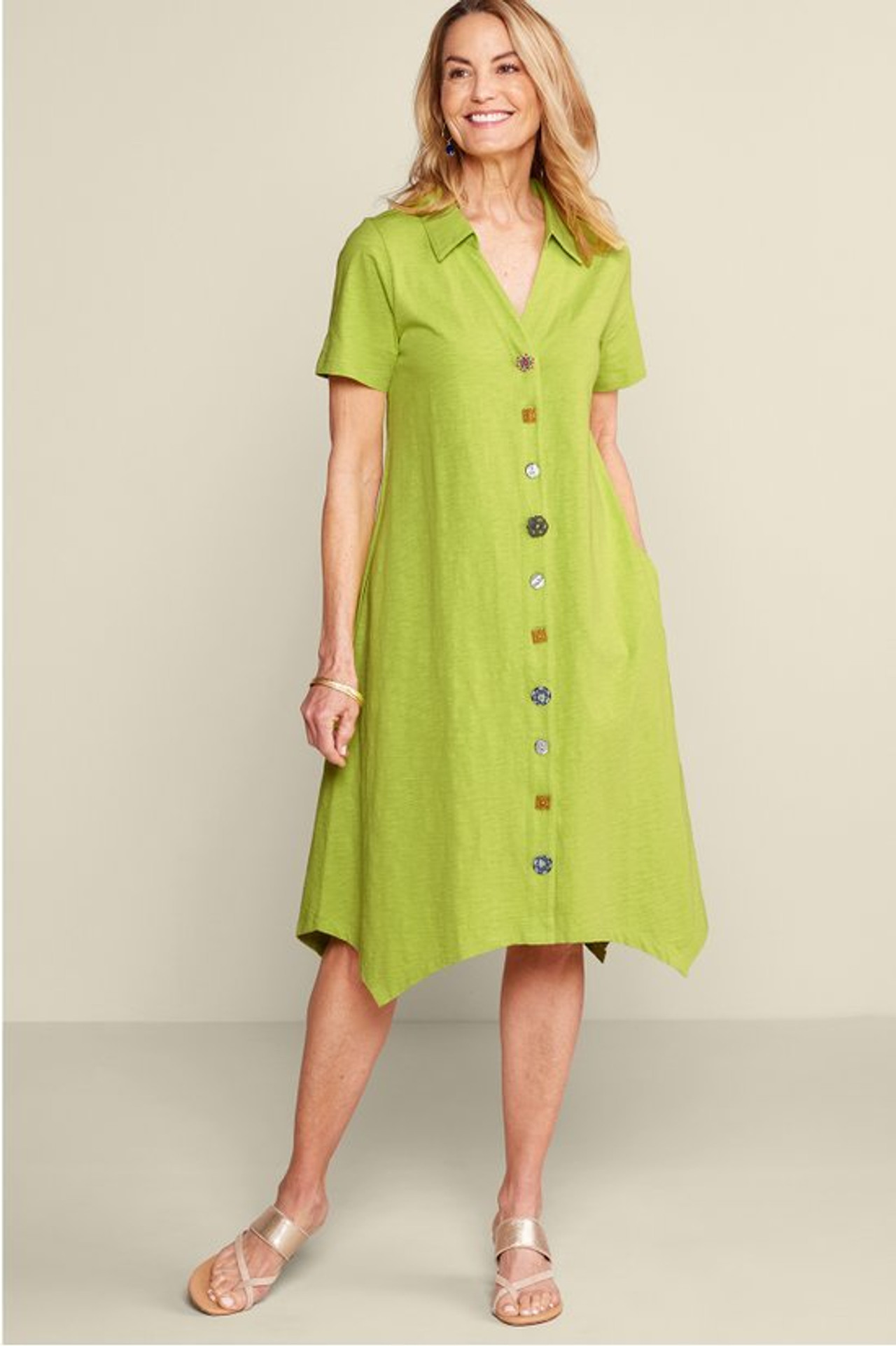 Danielle Button Dress - Soft Surroundings Outlet
