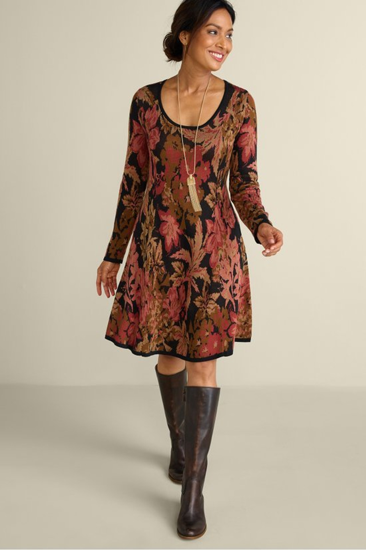 Nelia Jacquard Sweater Dress - Soft Surroundings Outlet