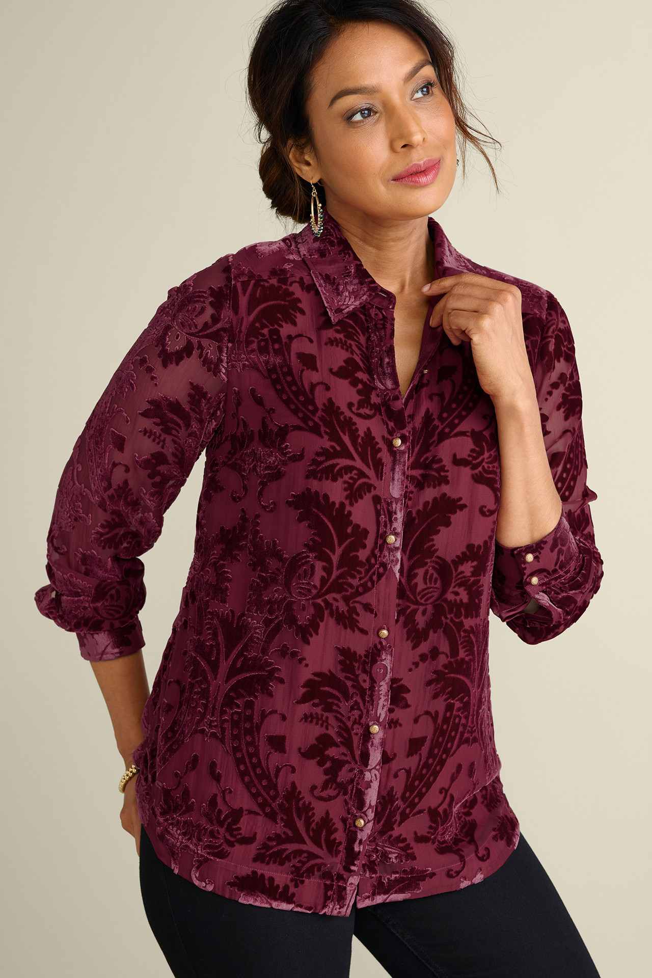 Floreat Velvet Shirt - Soft Surroundings Outlet