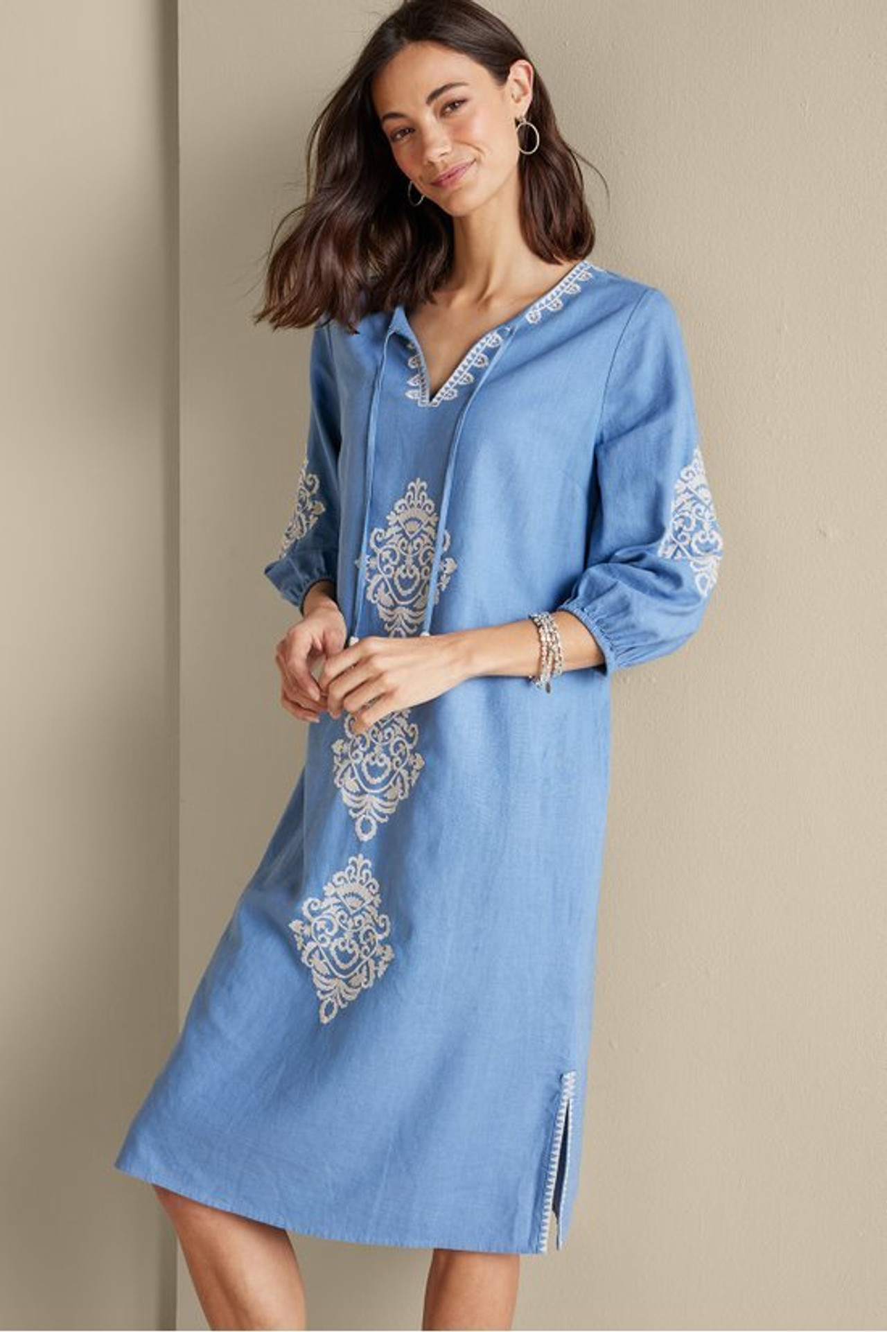 Hasana Linen Blend Midi Dress - Soft Surroundings Outlet
