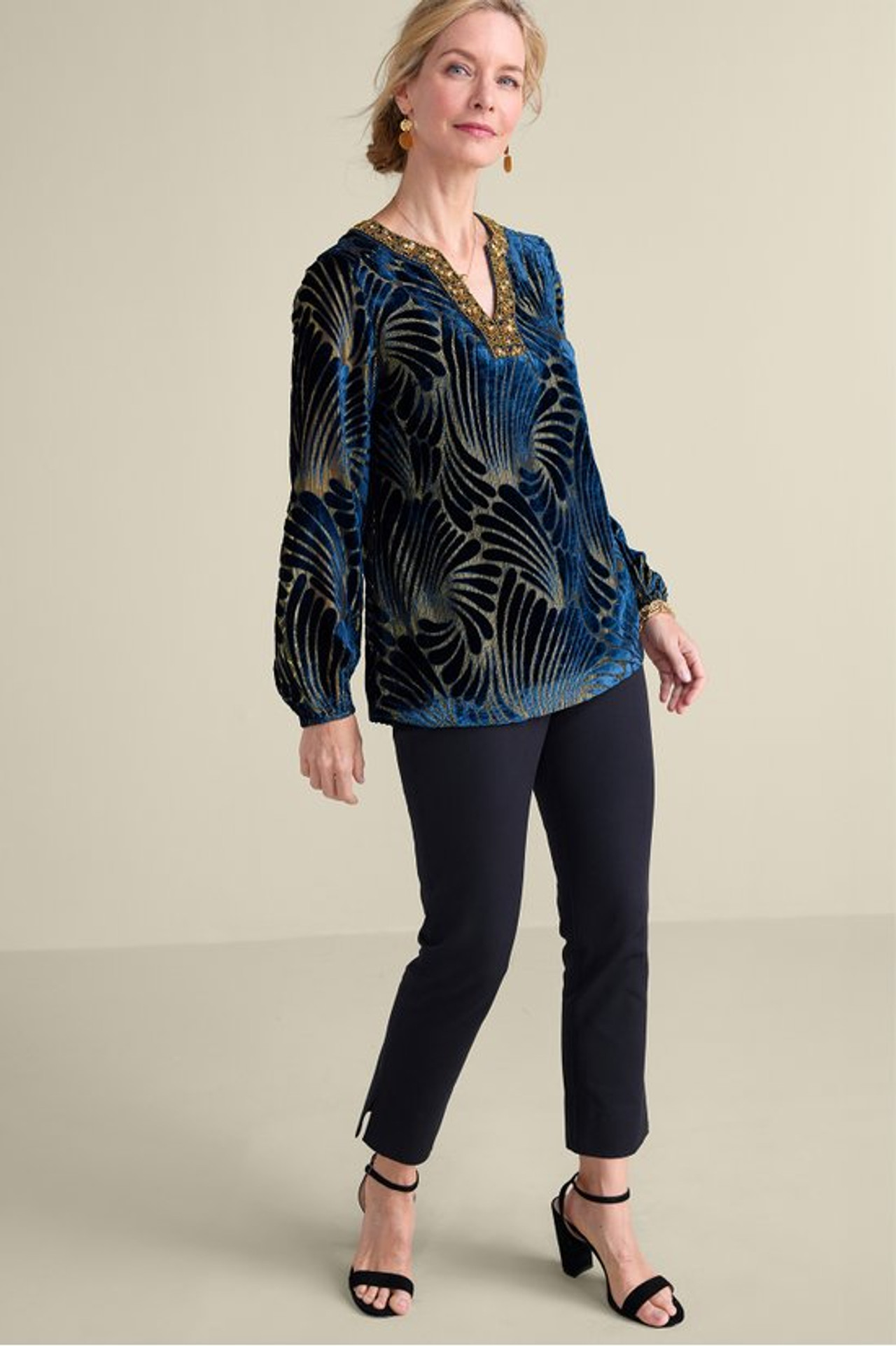Adrienne Embroidered Velvet Tunic - Soft Surroundings Outlet