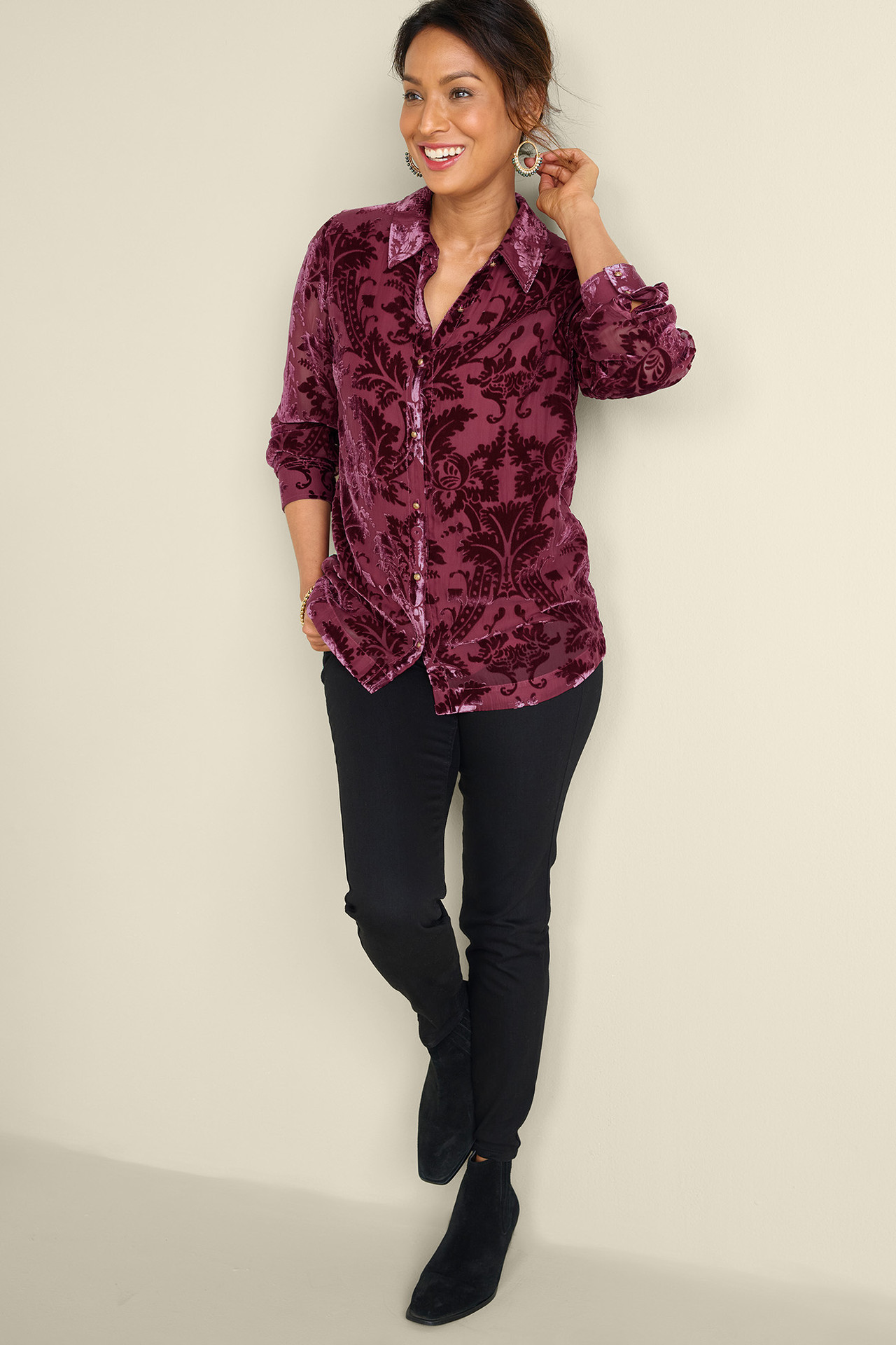 Floreat Velvet Shirt - Soft Surroundings Outlet
