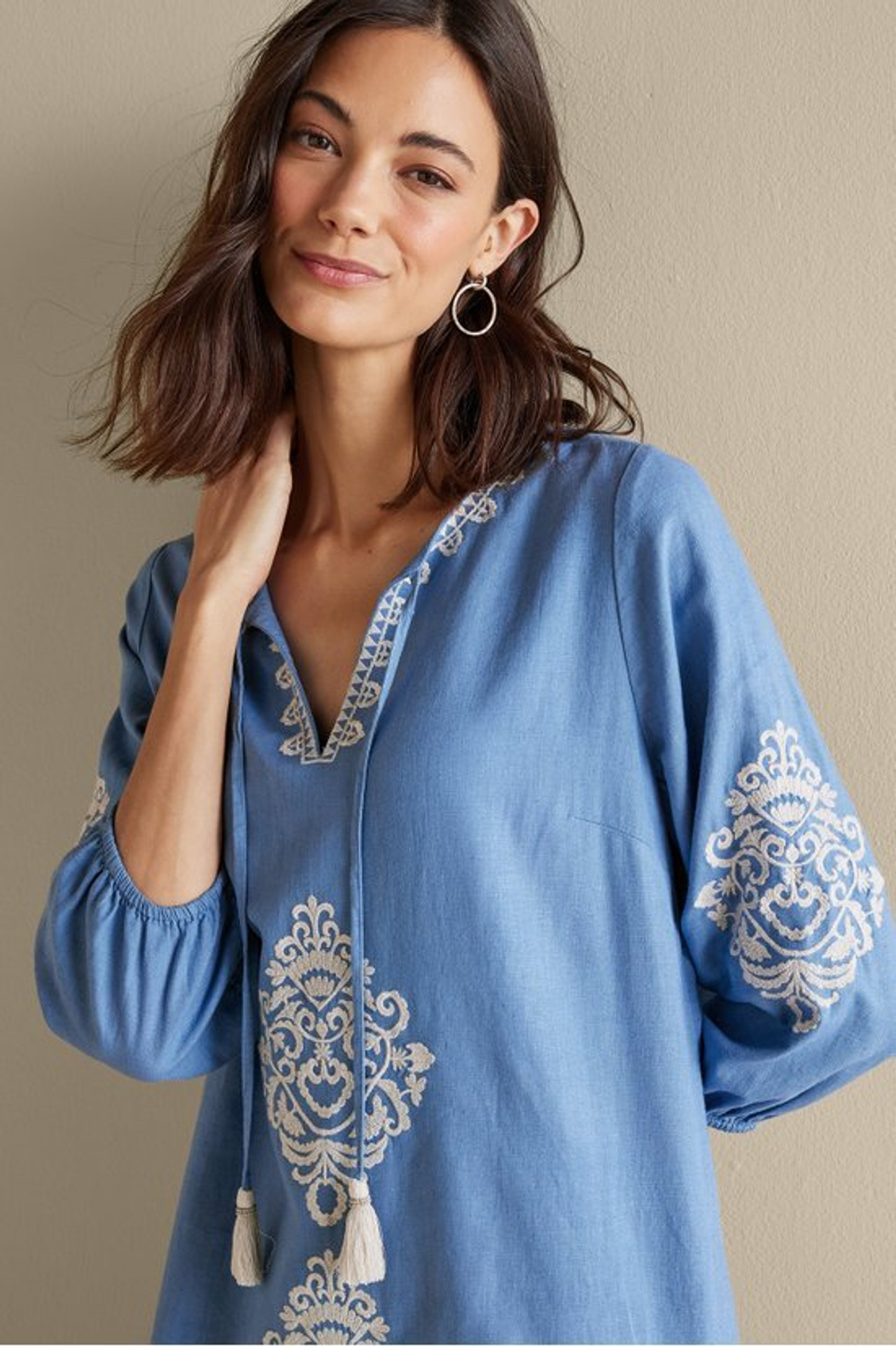 Hasana Linen Blend Midi Dress - Soft Surroundings Outlet