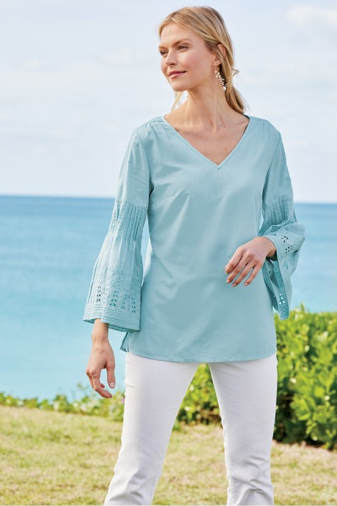 Heloise Eyelet Sleeve Tunic - Soft Surroundings Outlet