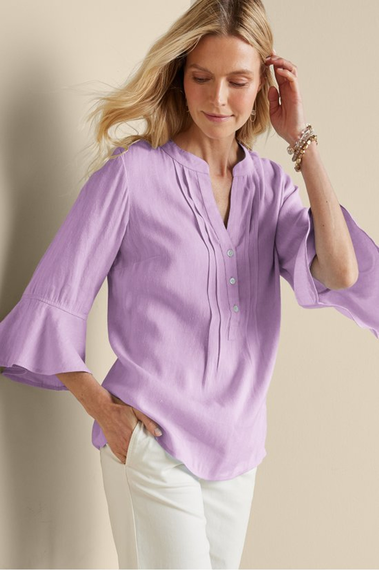 Raisa Linen Blend Top - Soft Surroundings Outlet