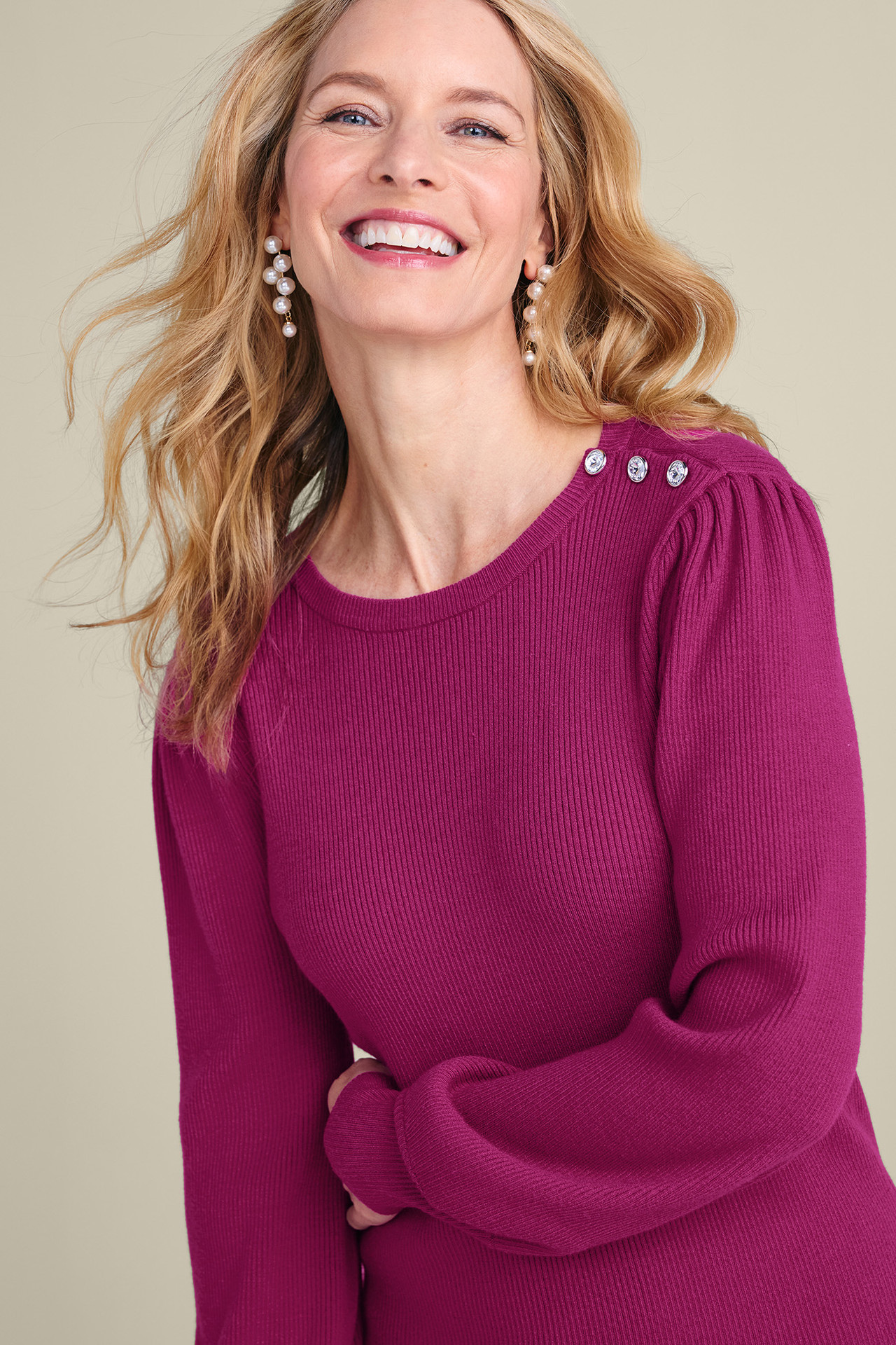 Tyla Button Shoulder Sweater - Soft Surroundings Outlet