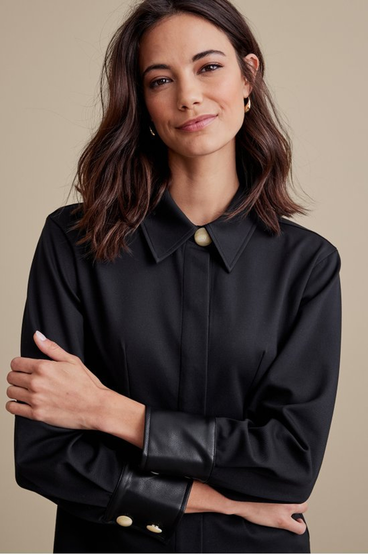 Mattea Faux Leather Cuff Tunic - Soft Surroundings Outlet