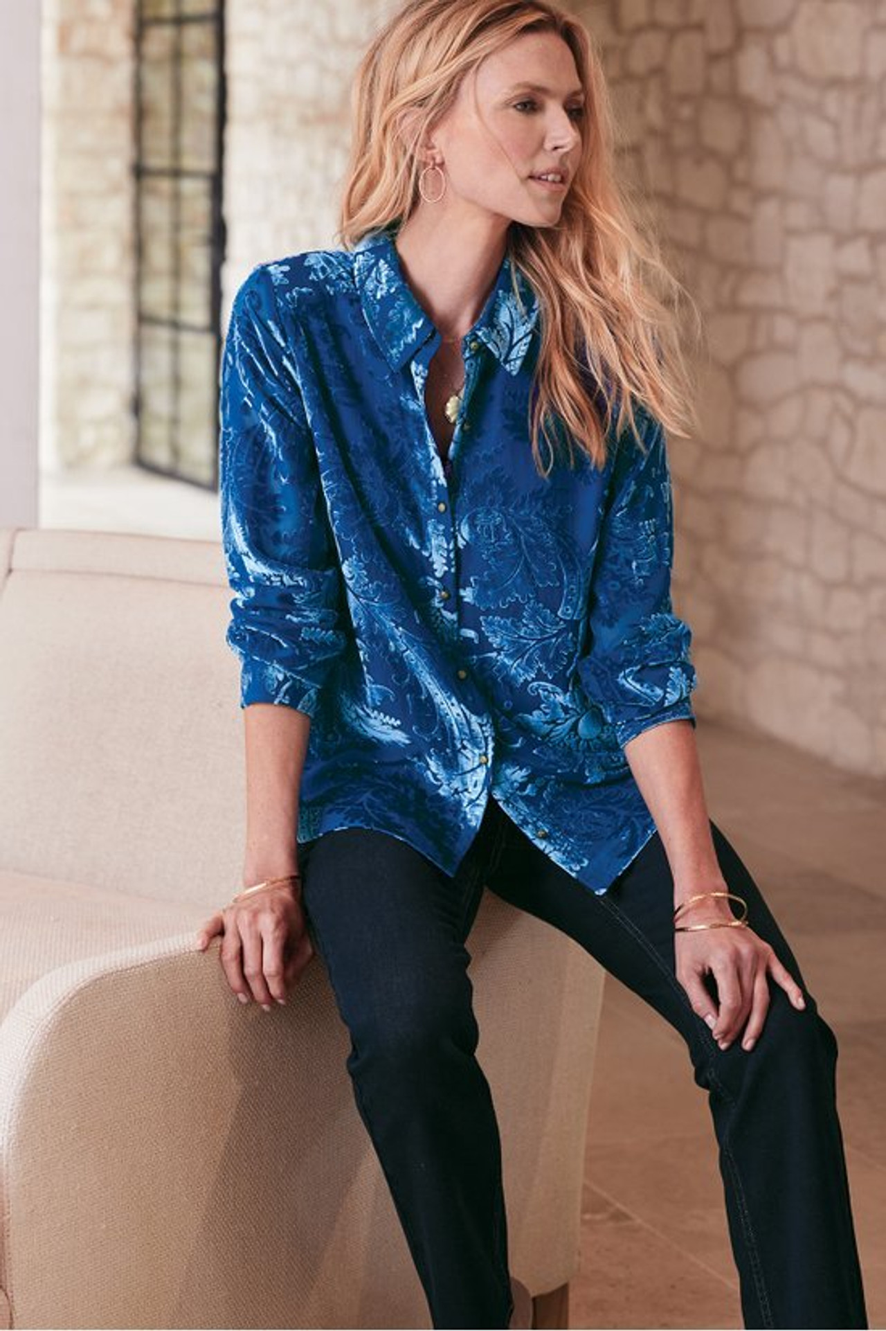 Floreat Velvet Shirt - Soft Surroundings Outlet