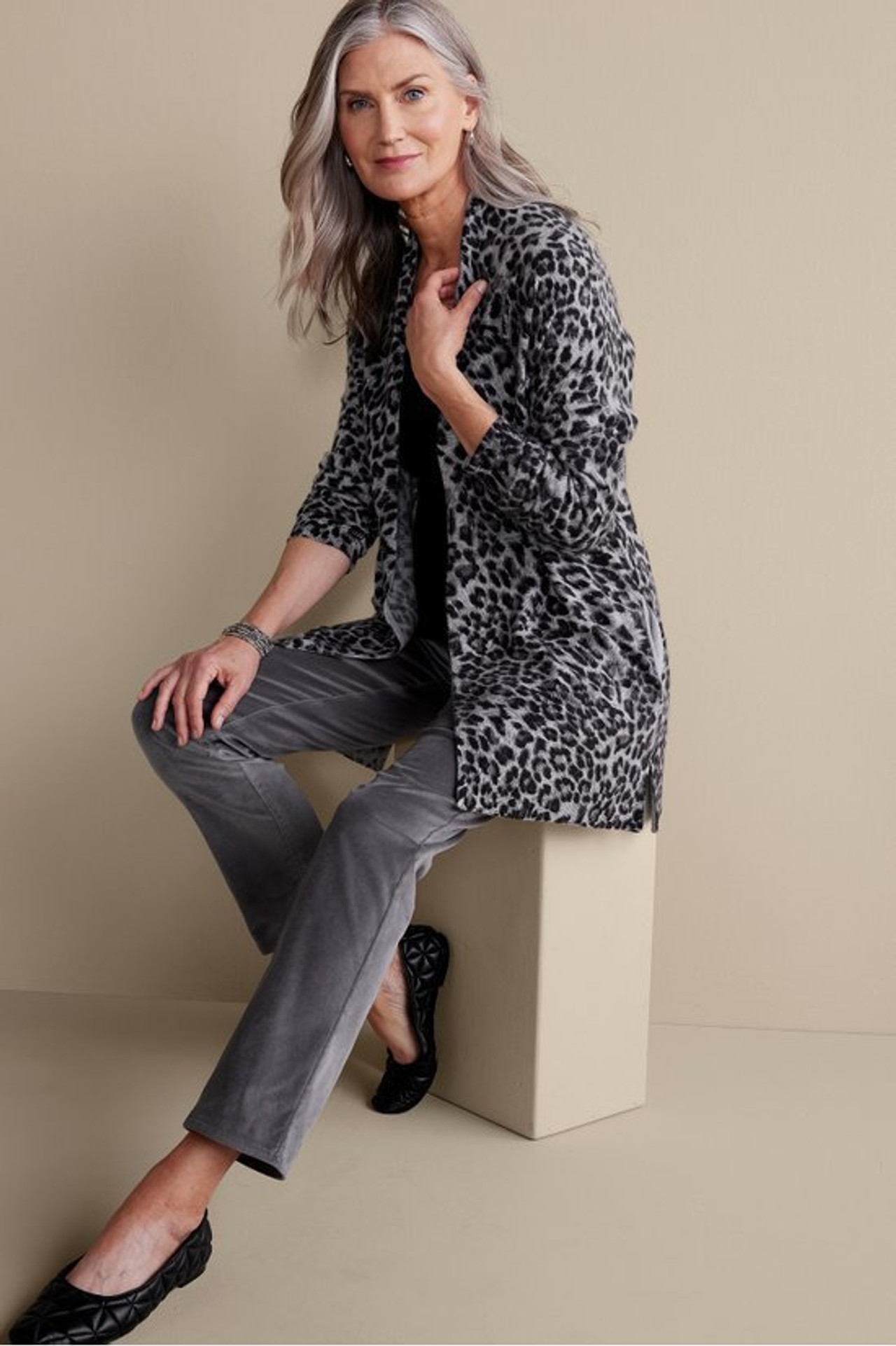 Sibyl Cashmere Printed Cardigan - Soft Surroundings Outlet