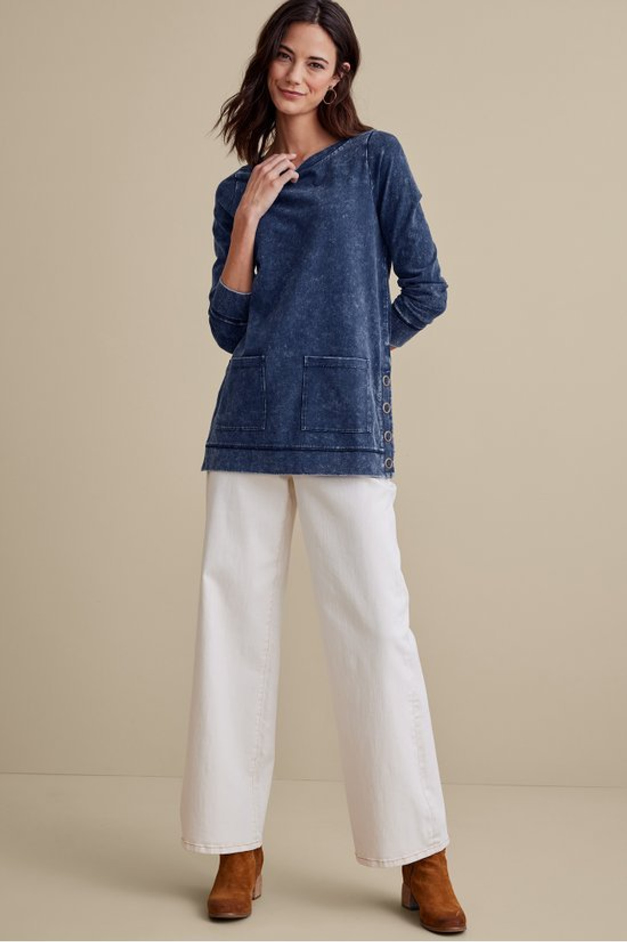 Washed Make It Snappy Pullover - Soft Surroundings Outlet