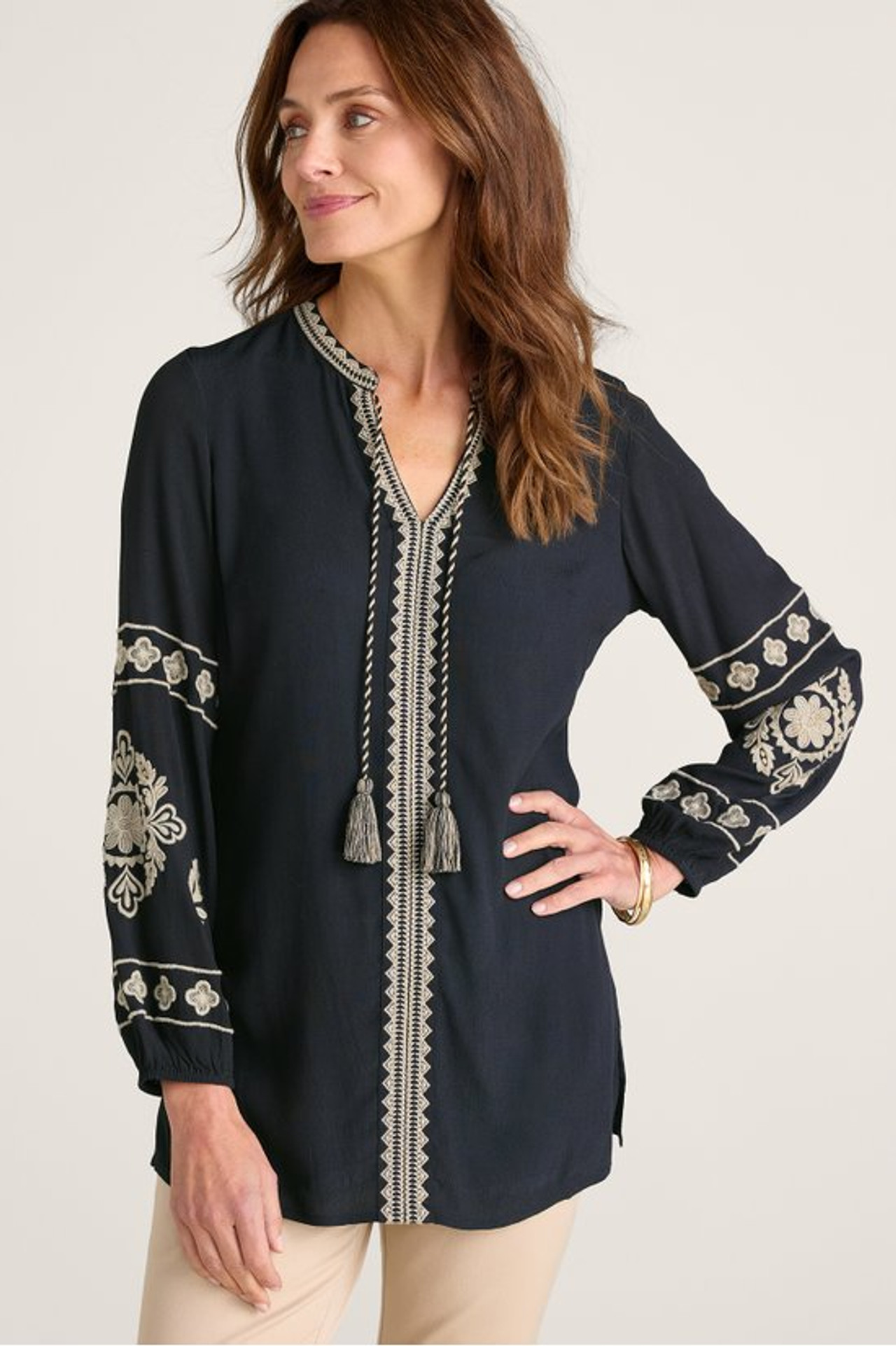 Annaka Embroidered Tunic - Soft Surroundings Outlet