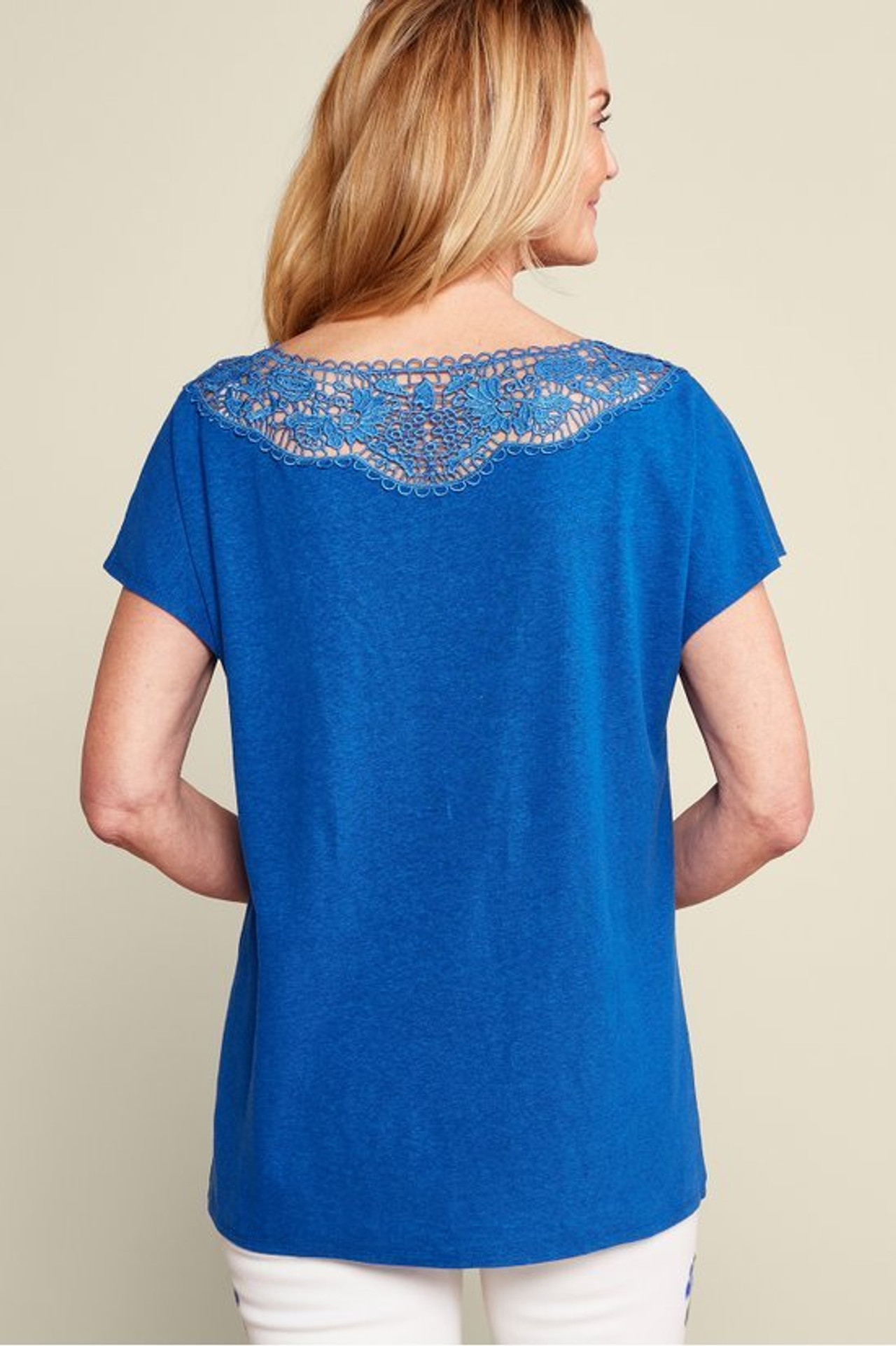 Luella Linen Blend Lace Tee - Soft Surroundings Outlet