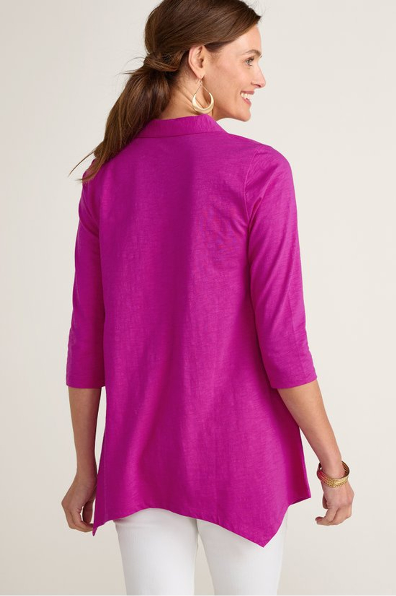 Danielle Button 3/4 Sleeve Tunic - Soft Surroundings Outlet