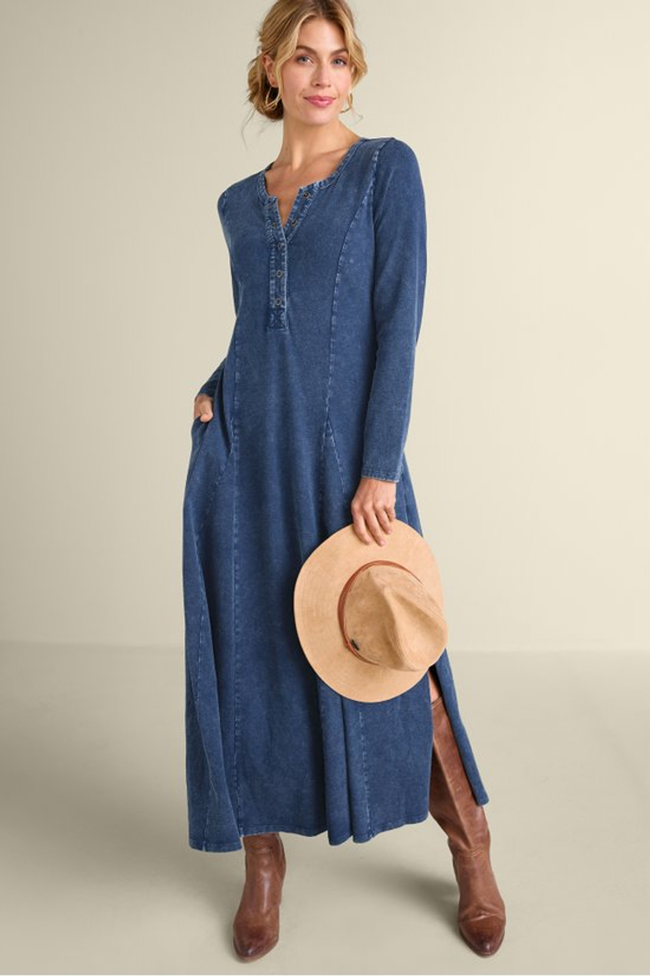 Janet Knit Denim Maxi Dress - Soft Surroundings Outlet