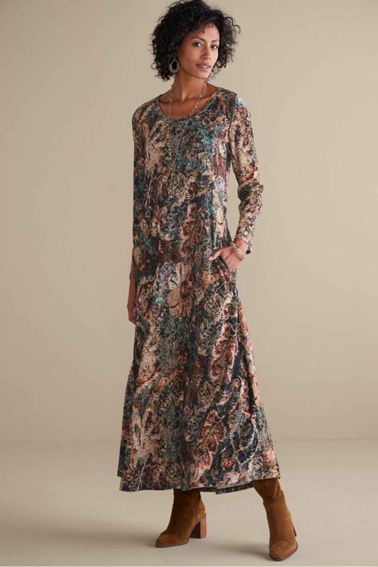 Santiago Stretch Velvet Dress - Soft Surroundings Outlet