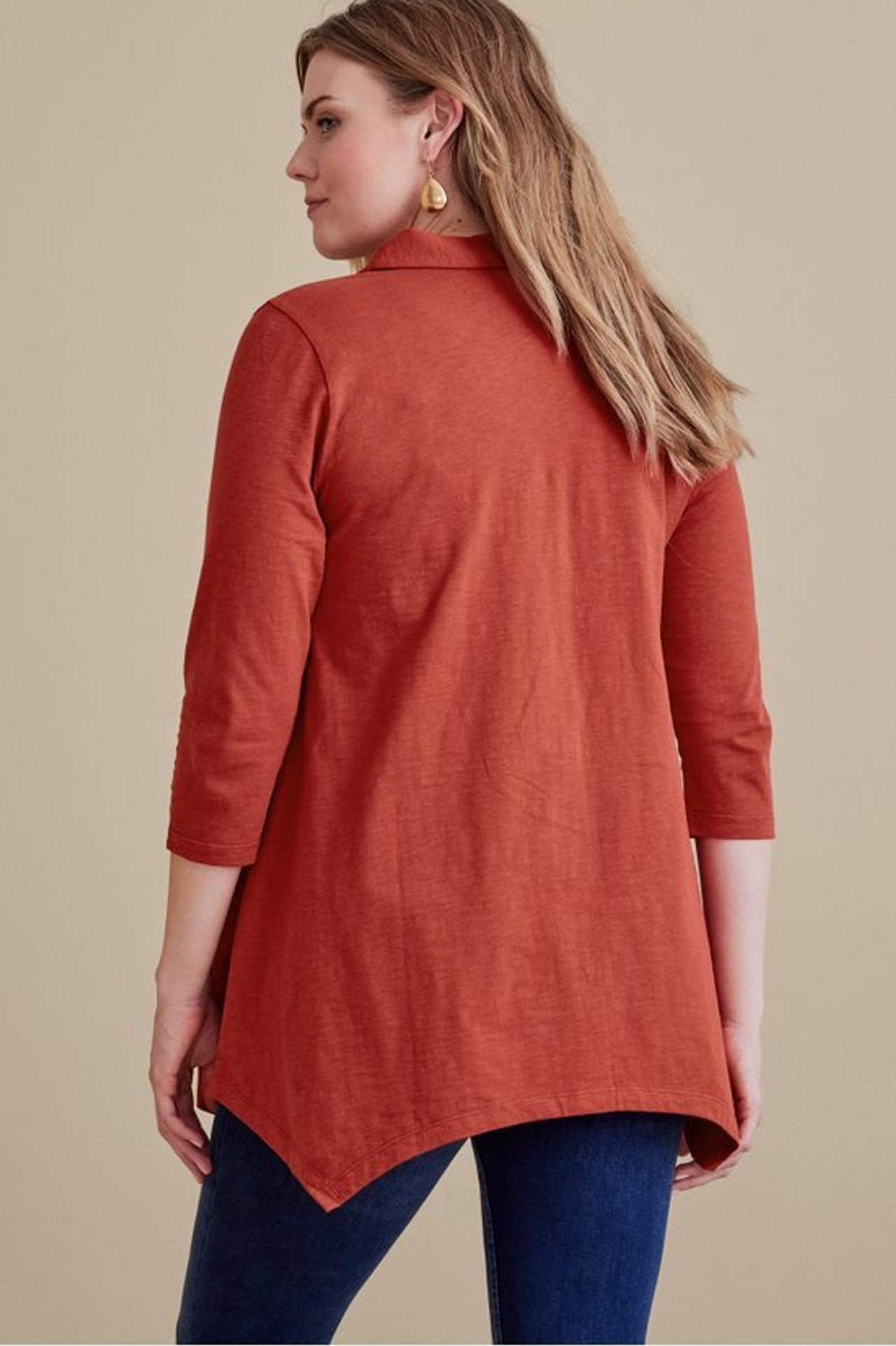 Danielle Button 3/4 Sleeve Tunic - Soft Surroundings Outlet