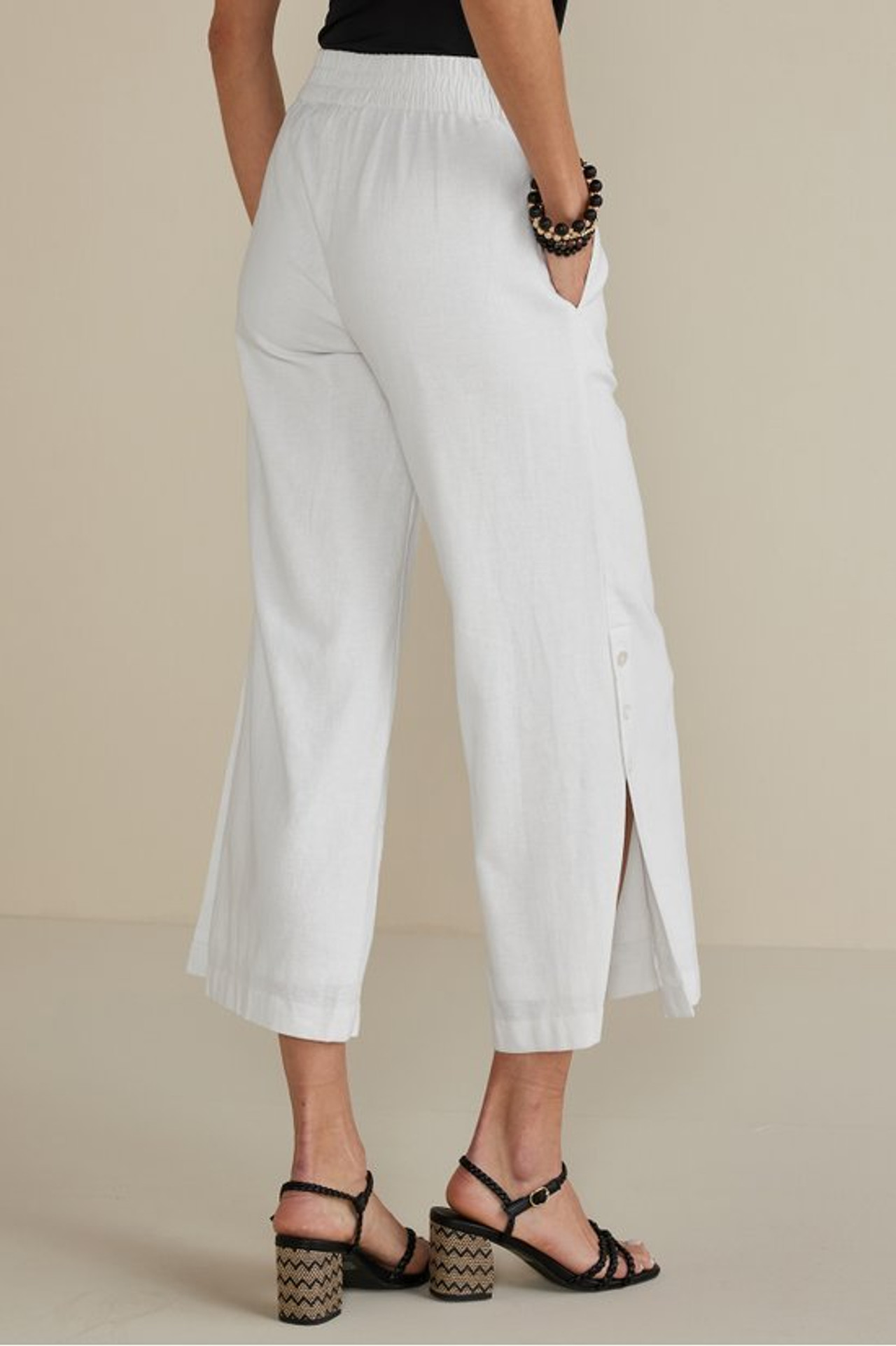 Catania Linen Blend Wide Leg Crop Pants - Soft Surroundings Outlet