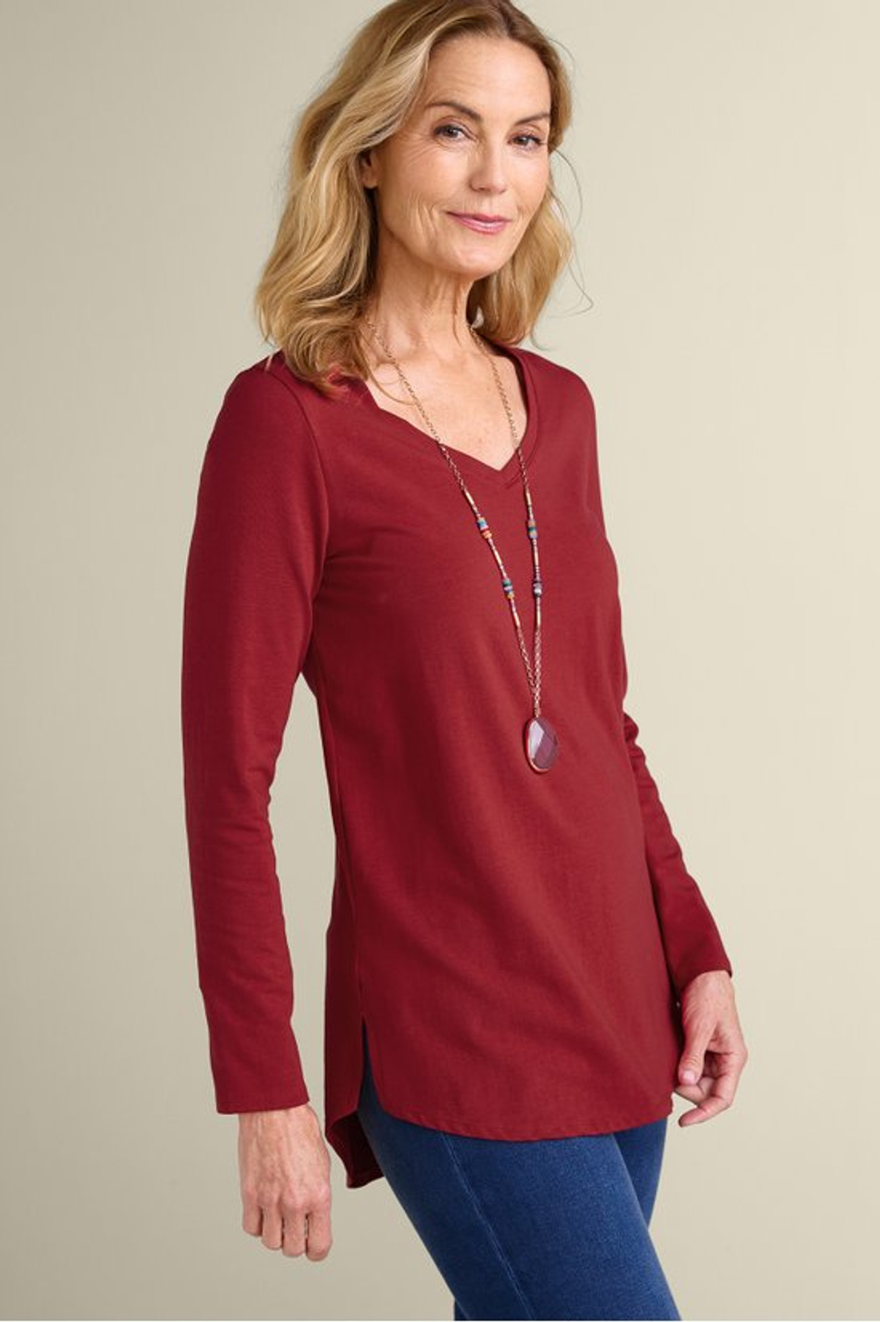 SoftEssential™ Supima® Isabel Long Sleeve Tunic - Soft Surroundings Outlet