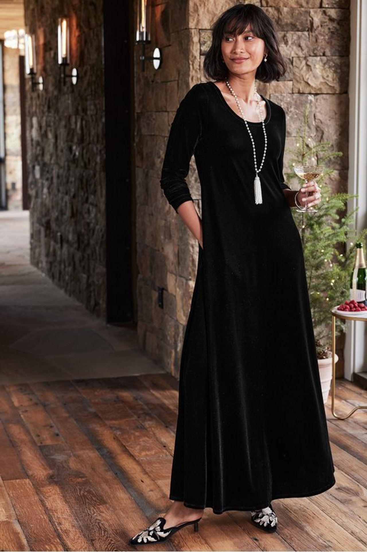 Santiago Stretch Velvet Dress - Soft Surroundings Outlet