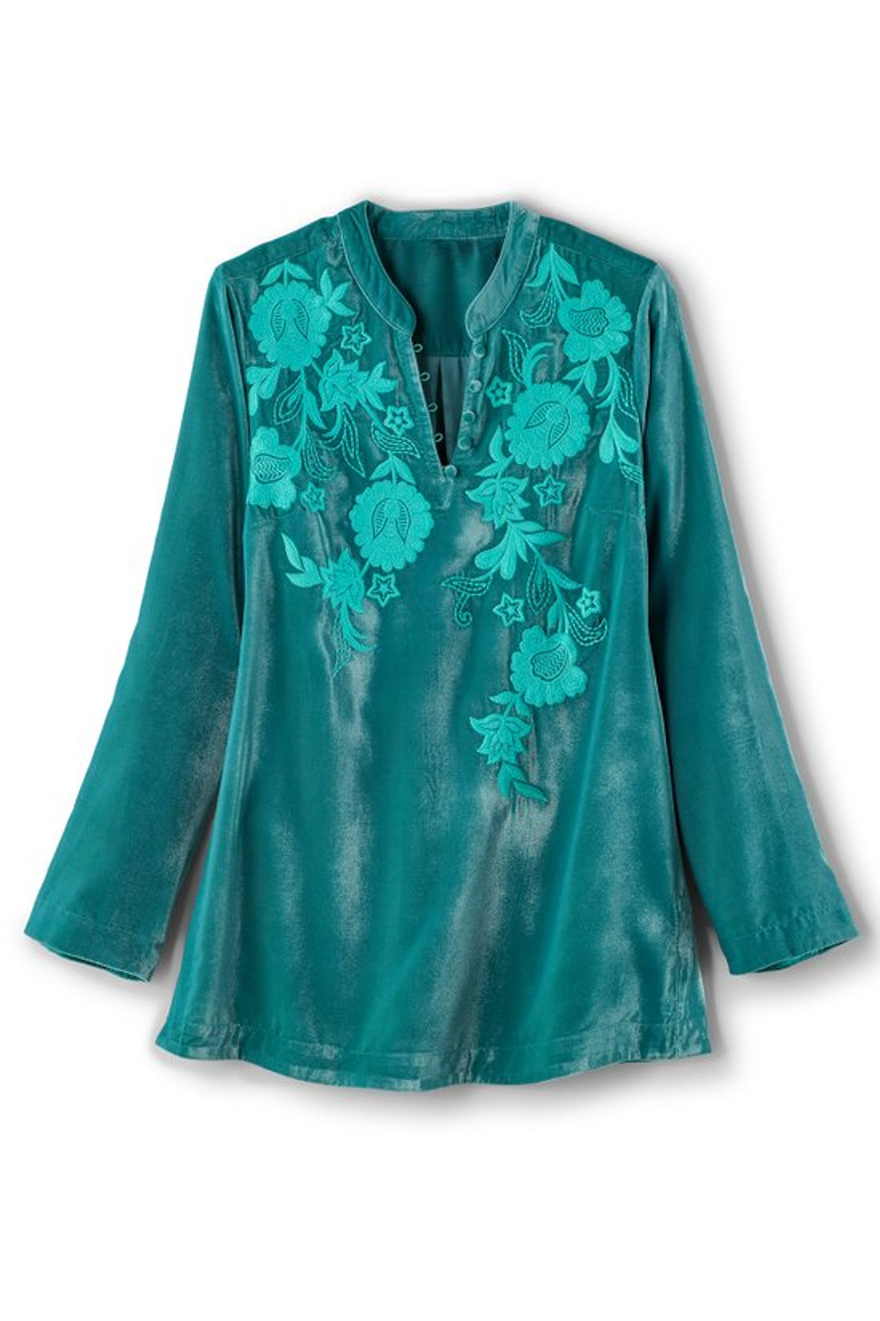 Gilda Embroidered Velvet Tunic - Soft Surroundings Outlet