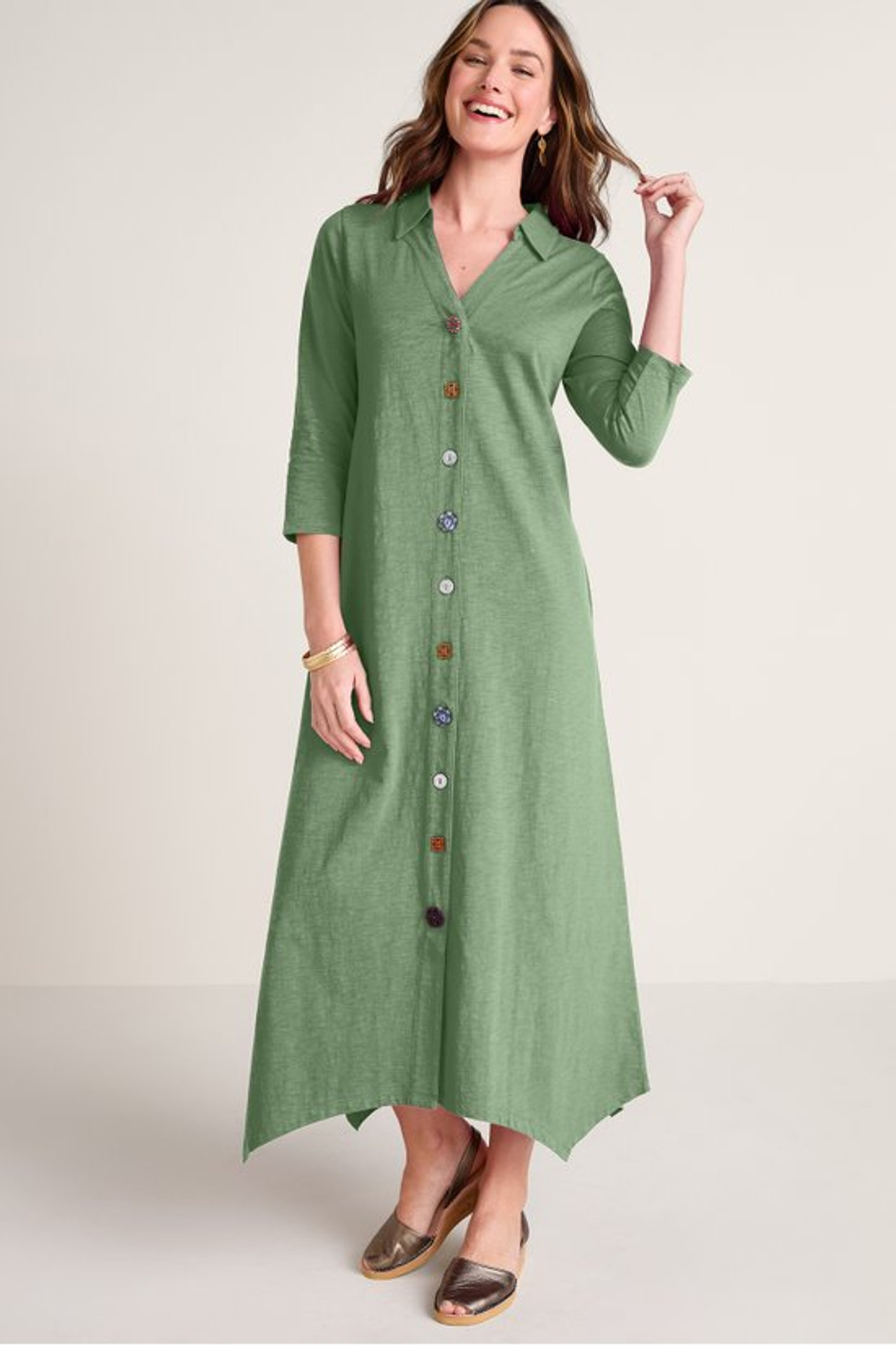 Danielle ¾ Sleeve Maxi Dress - Soft Surroundings Outlet