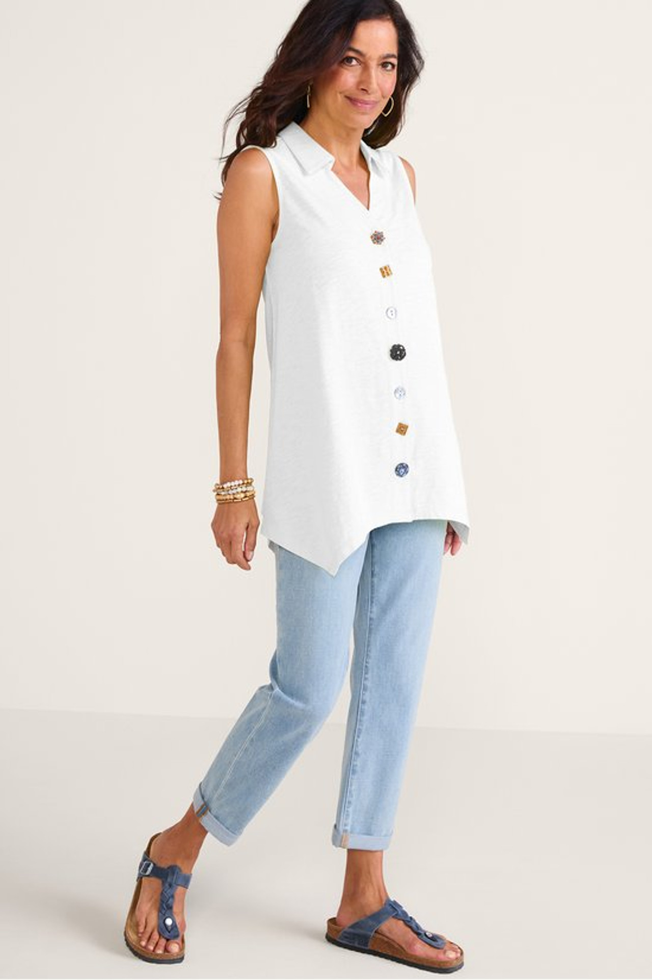 Danielle Button Sleeveless Tunic - Soft Surroundings Outlet