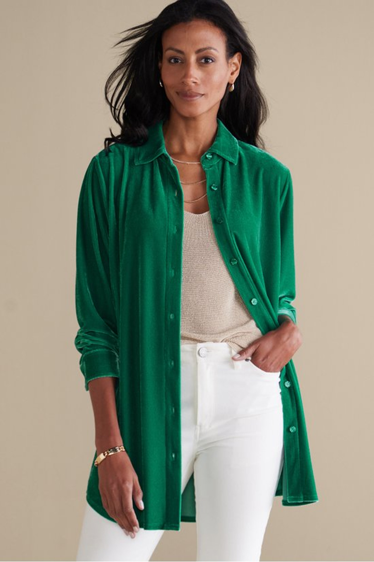 Velvet Boyfriend Tunic Shirt - Soft Surroundings Outlet