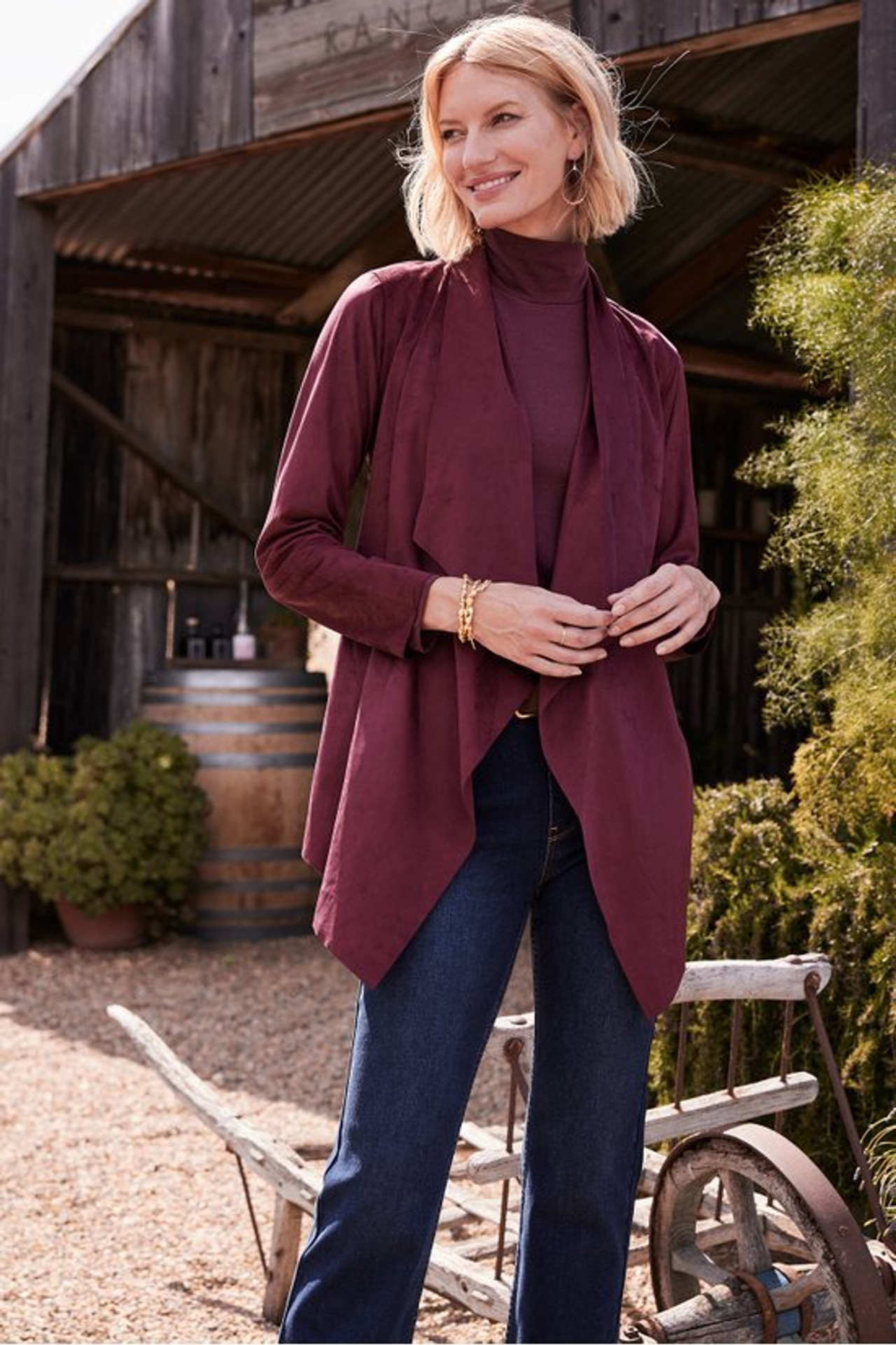 Shape Drape Faux Suede Jacket - Soft Surroundings Outlet