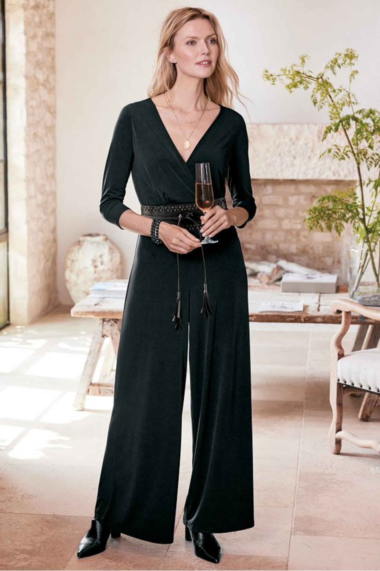 Penelope 3/4 Sleeve Jumpsuit - Soft Surroundings Outlet