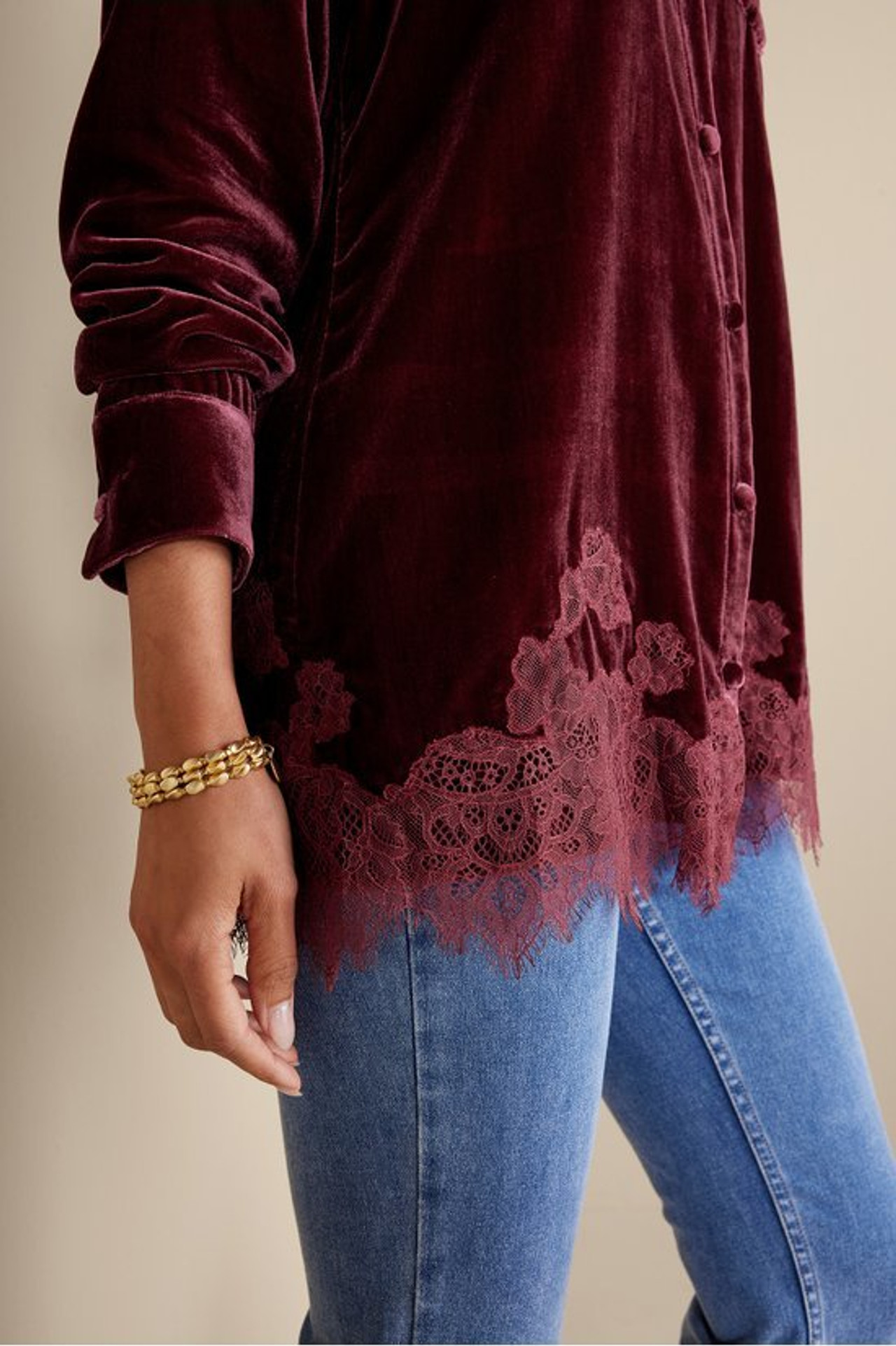 Eden Velvet and Lace Shirt - Soft Surroundings Outlet