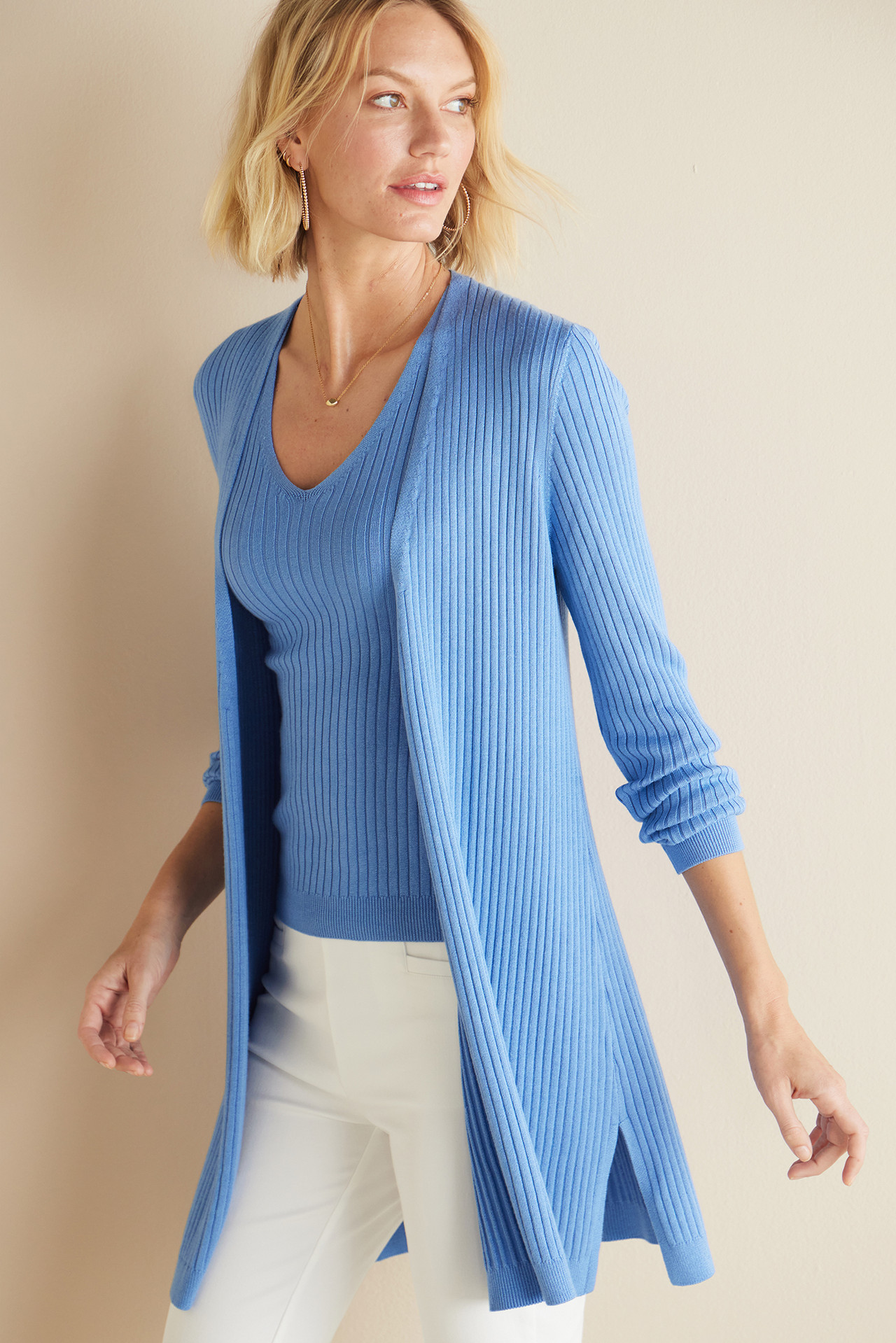 SoftEssential™ Ribbed Long Cardi - Soft Surroundings Outlet