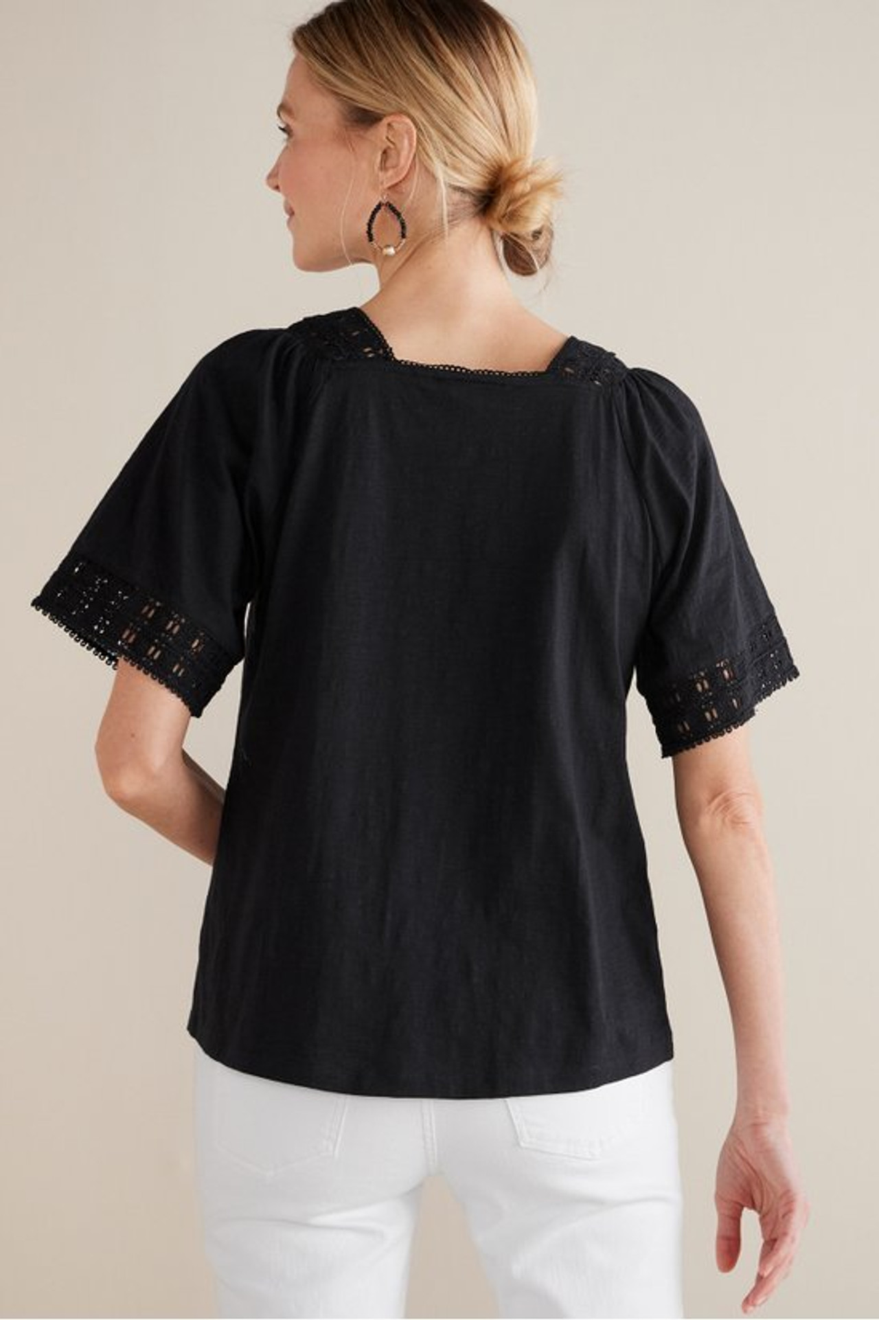 Brianna Crochet Knit Tee - Soft Surroundings Outlet