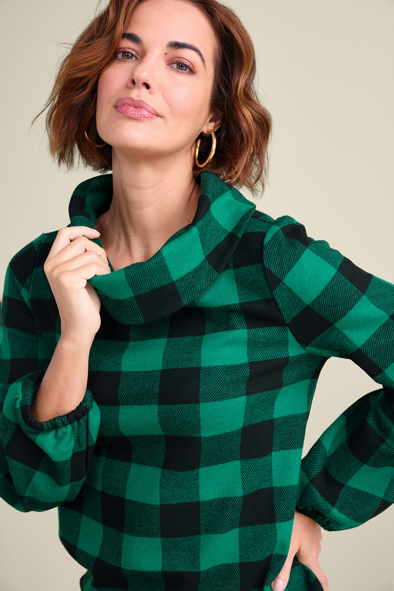 Plaid Perfection Cowl Neck Tunic - Soft Surroundings Outlet