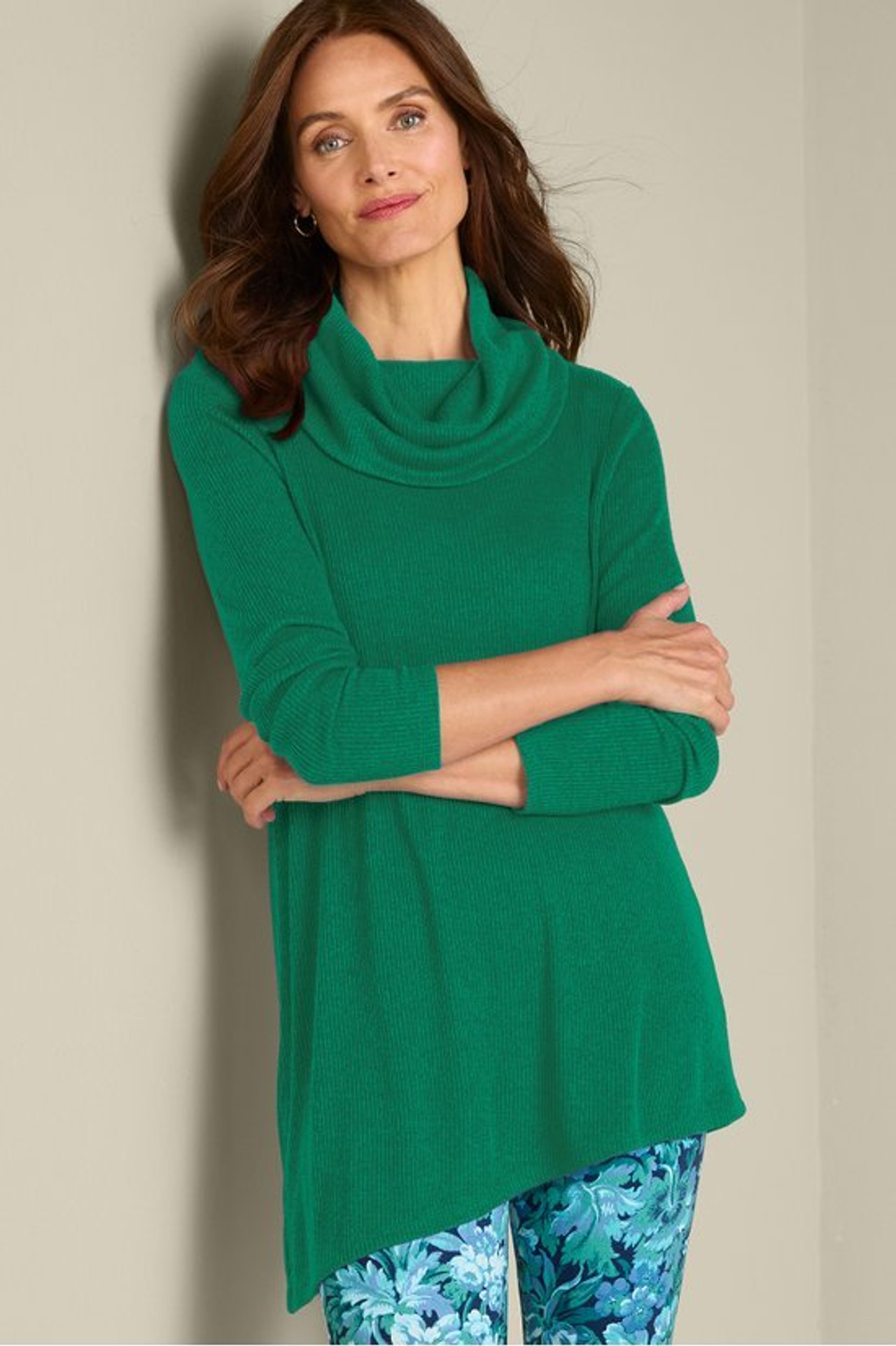 Kayla Rib Knit Cowl Neck Tunic - Soft Surroundings Outlet