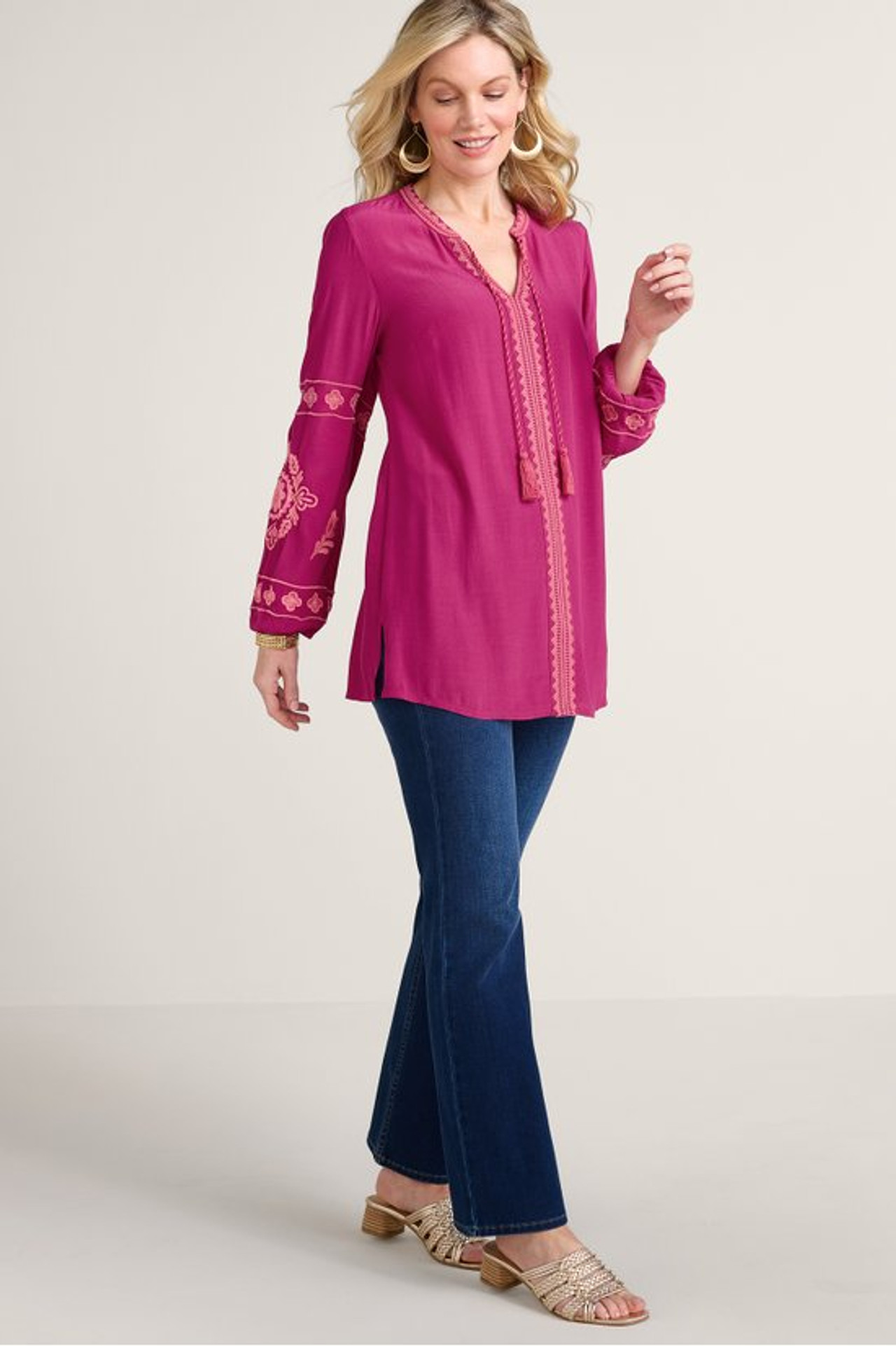 Annaka Embroidered Tunic - Soft Surroundings Outlet