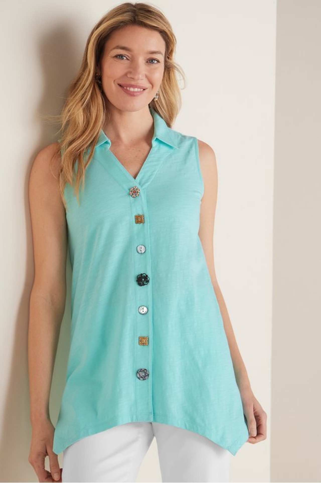 Danielle Button Sleeveless Tunic - Soft Surroundings Outlet
