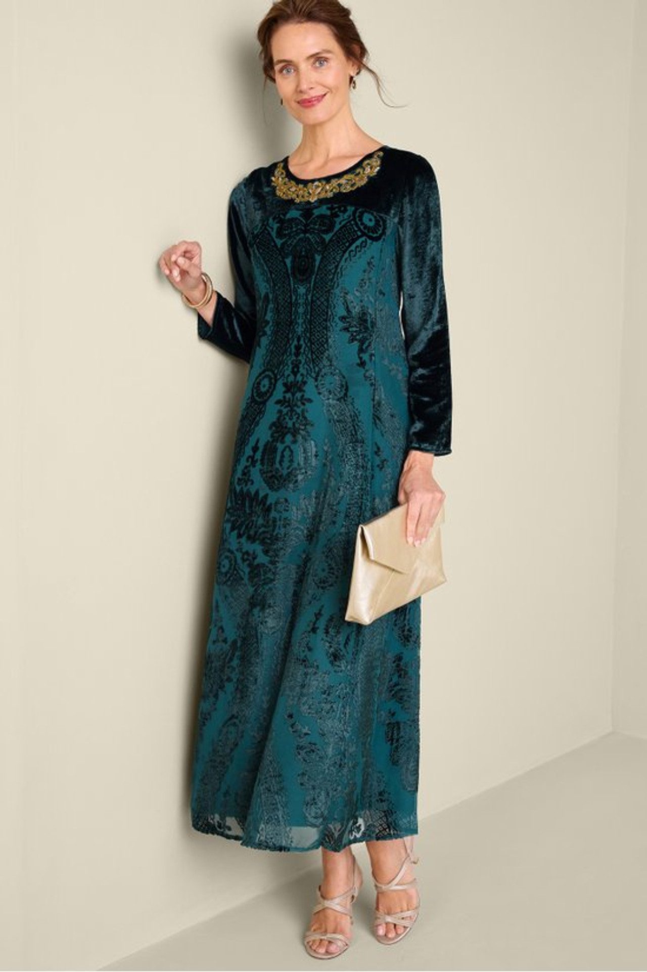 Emaline Velvet Burnout Maxi Dress - Soft Surroundings Outlet