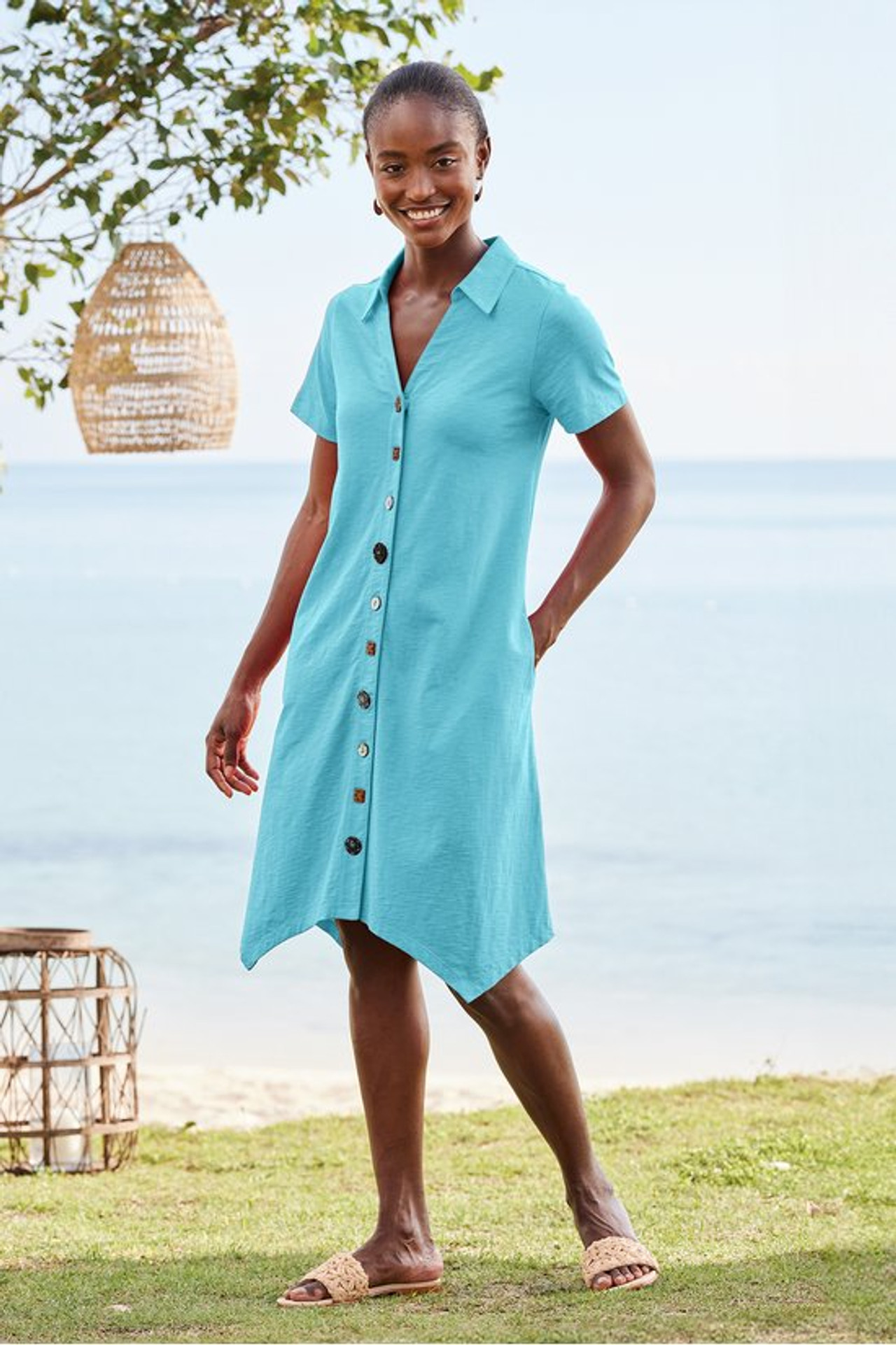 Danielle Button Dress - Soft Surroundings Outlet