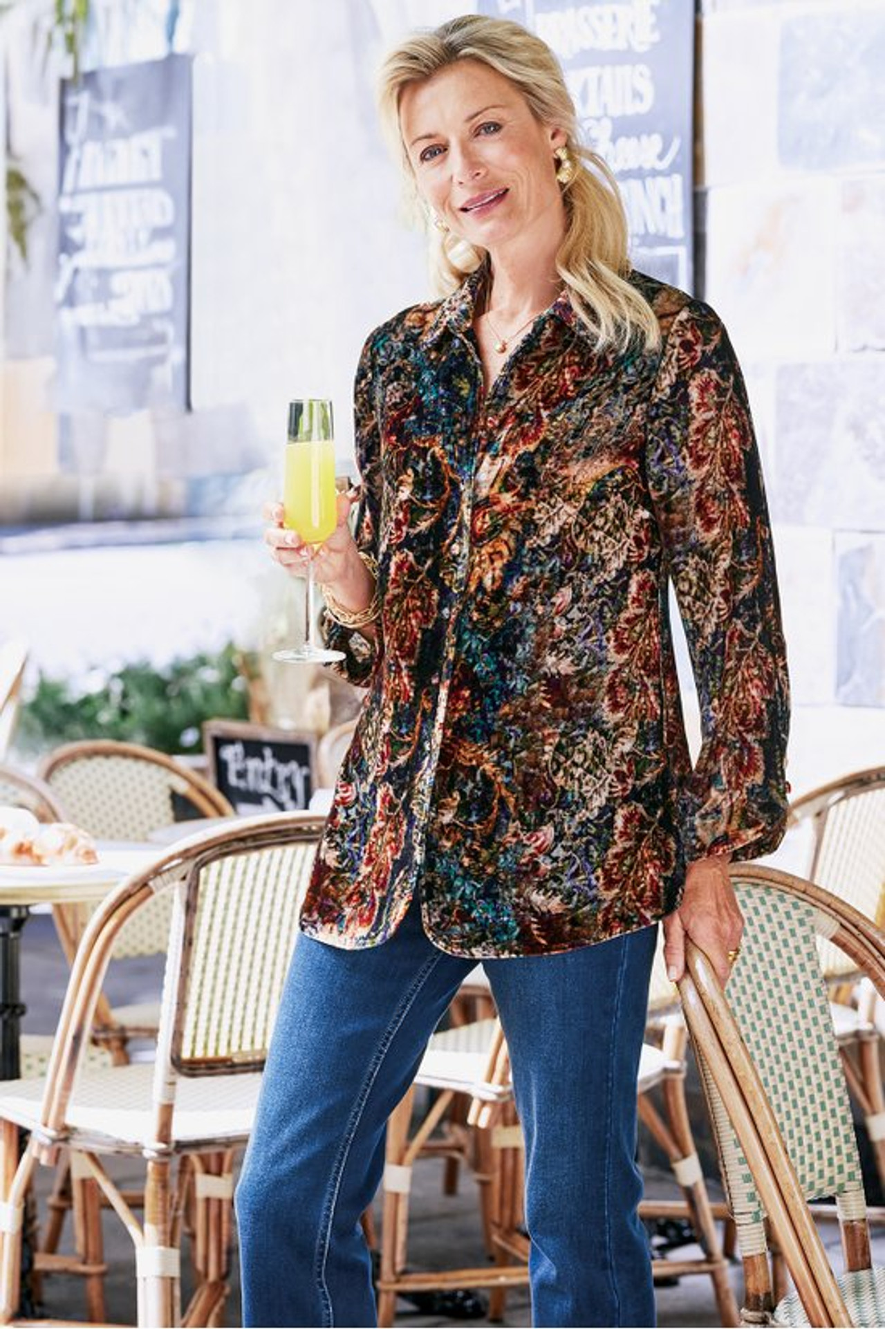 Icon Silk Velvet Poets Tunic Shirt - Soft Surroundings Outlet
