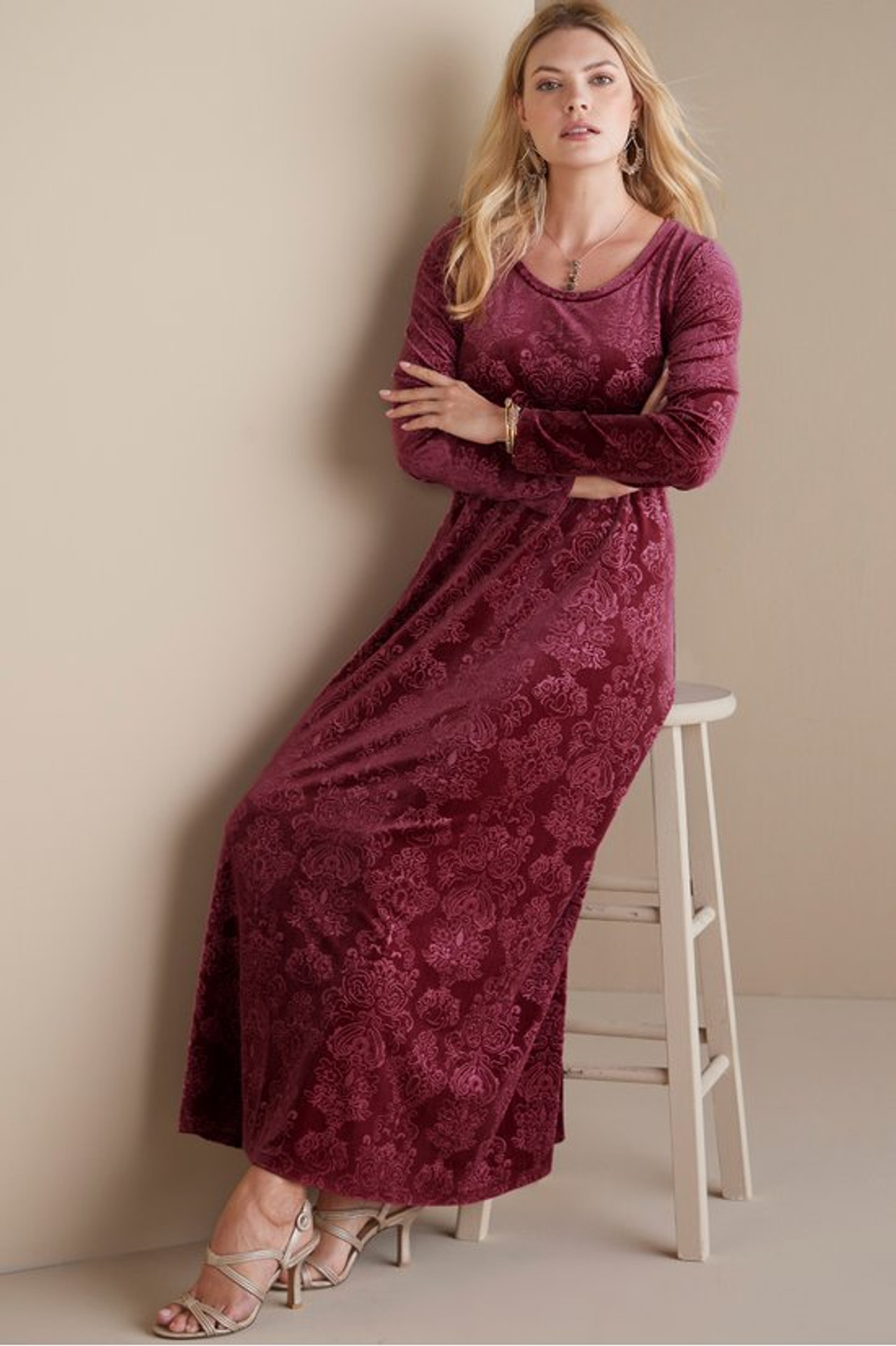 Santiago Embossed Velvet Dress - Soft Surroundings Outlet